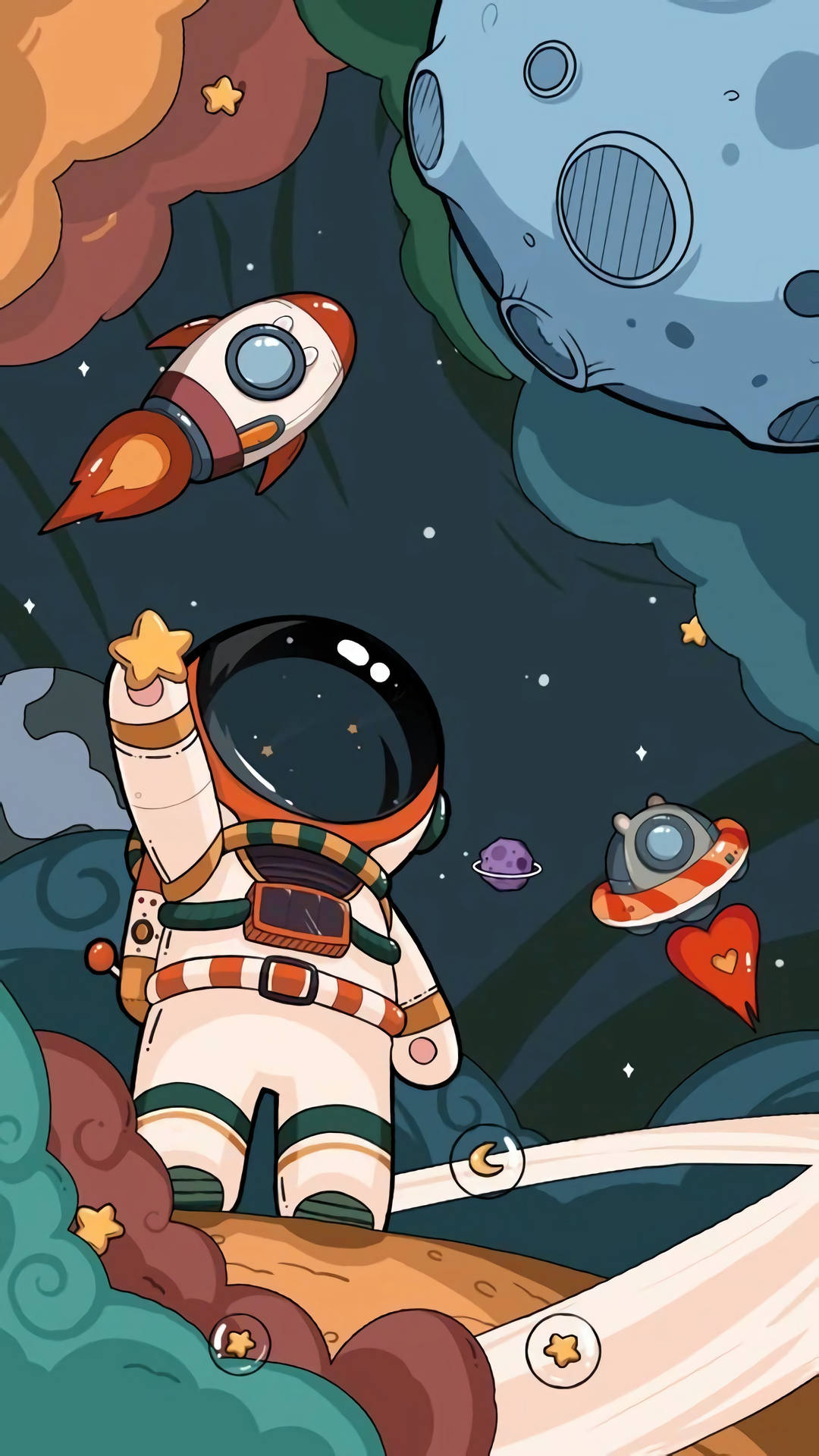 Download Cartoon Astronaut Holding Up A