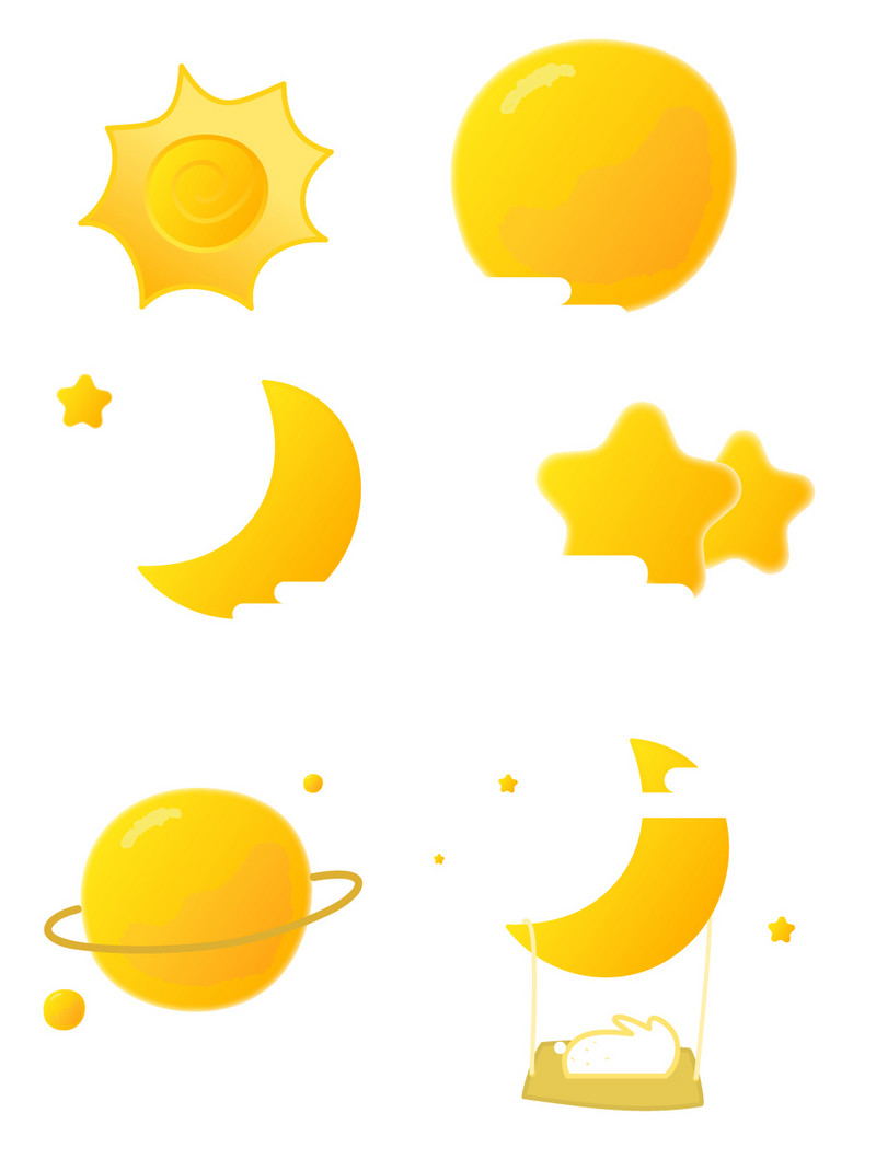 Cartoon Vector Sun, Moon And Stars PNG