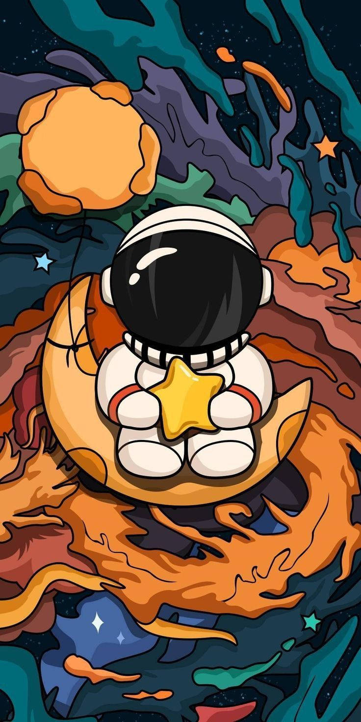 Cartoon Astronaut's Lap Wallpaper