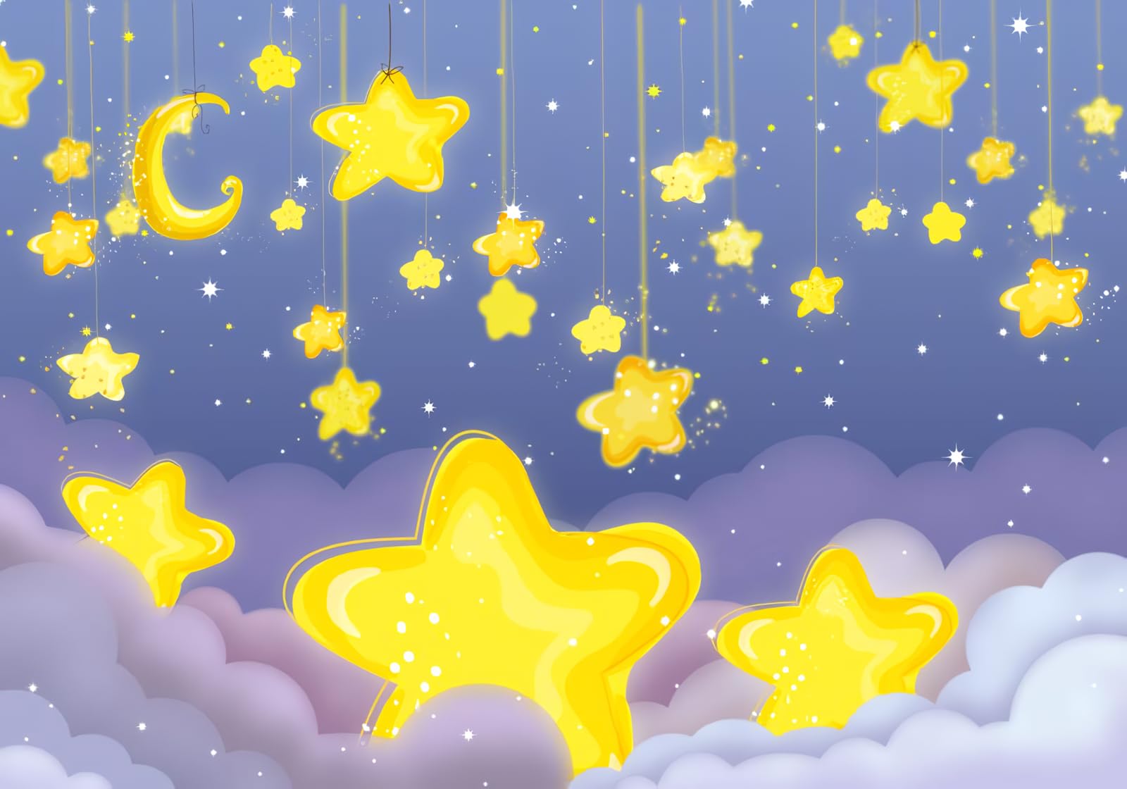 Wallpaper 3D Cartoon Yellow Star Cloud