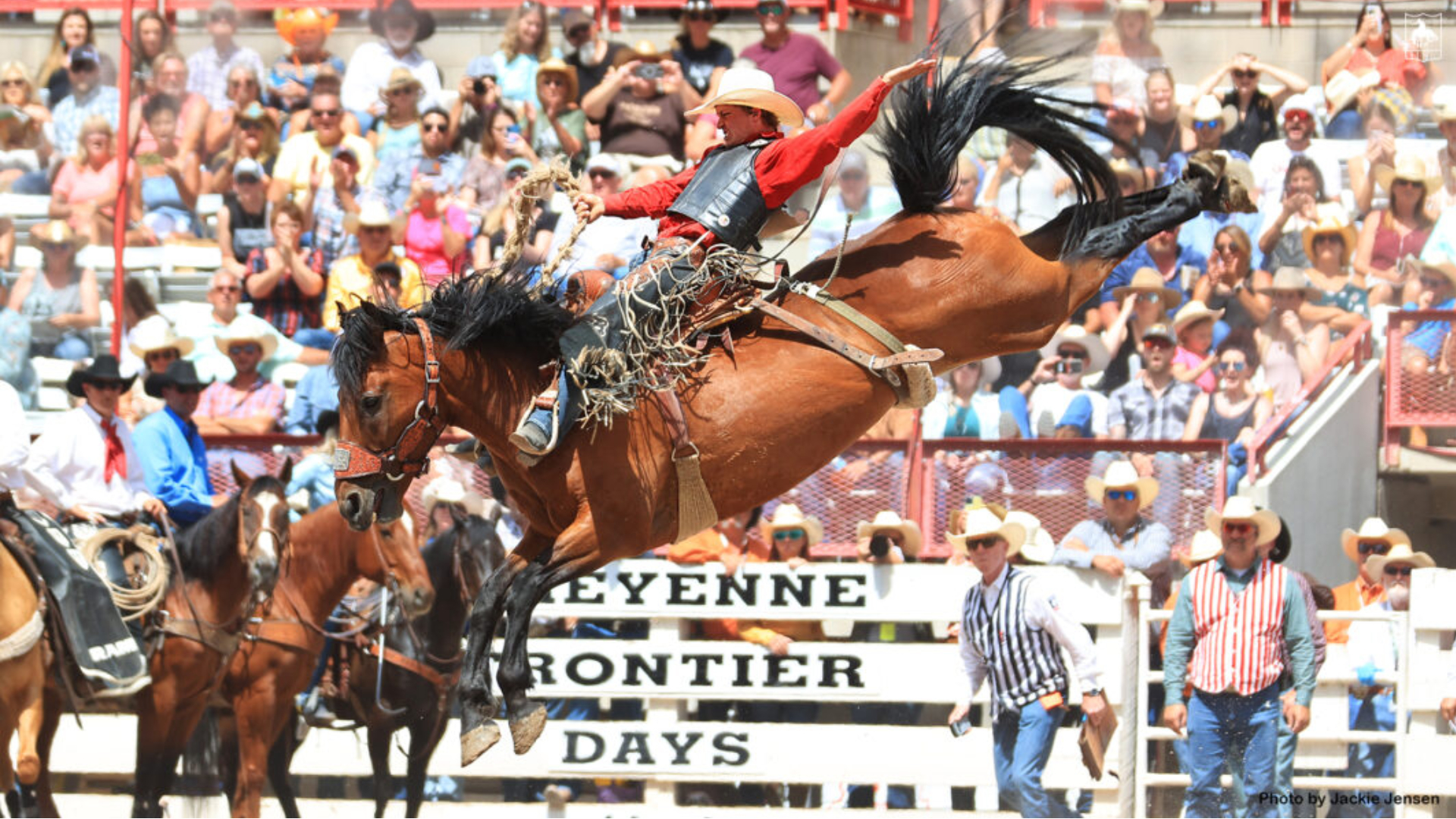 Sulphur cowboy sets saddle bronc riding