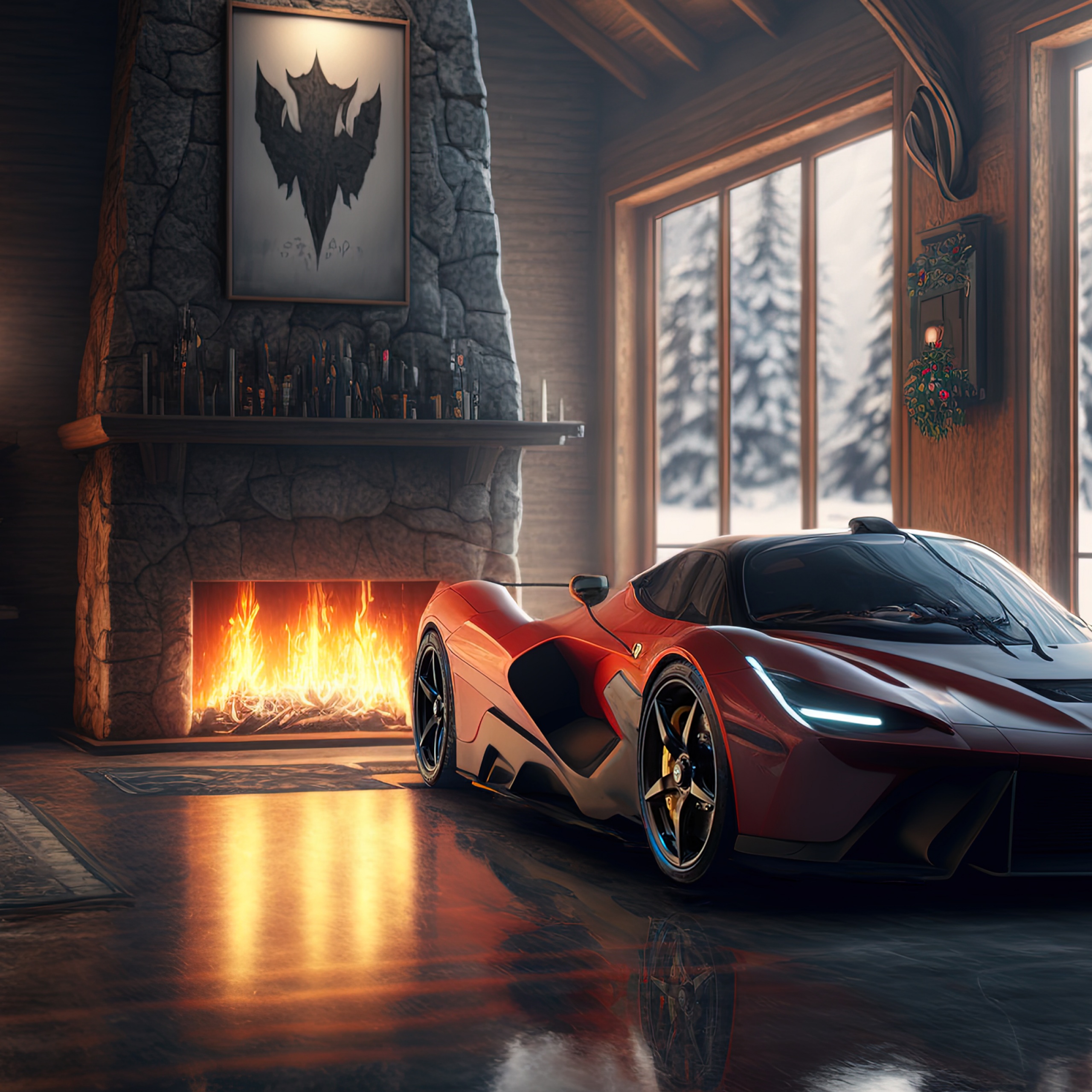 Ferrari Wallpaper 4K, Supercar, AI art