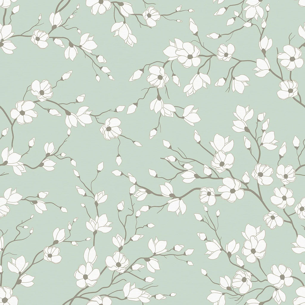 Spring Blossom Wallpaper in Sage Green
