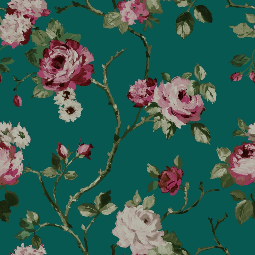 wallpaper flowers emerald green