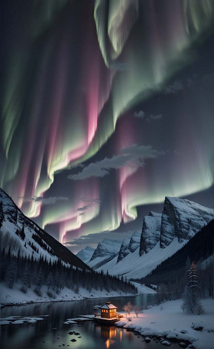 Aurora Mountains iPhone Wallpaper 4K
