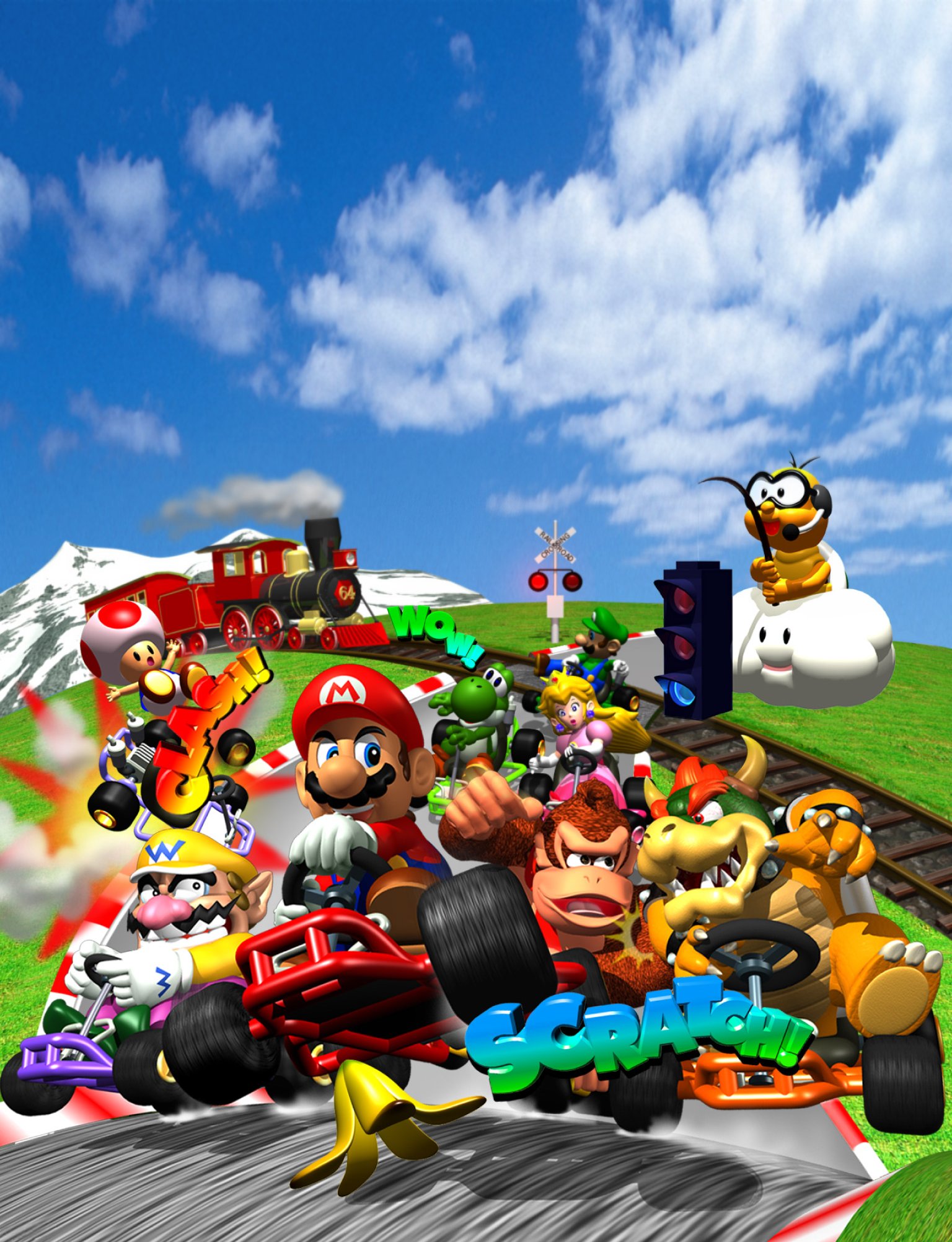 A piece of mario kart 64 artwork