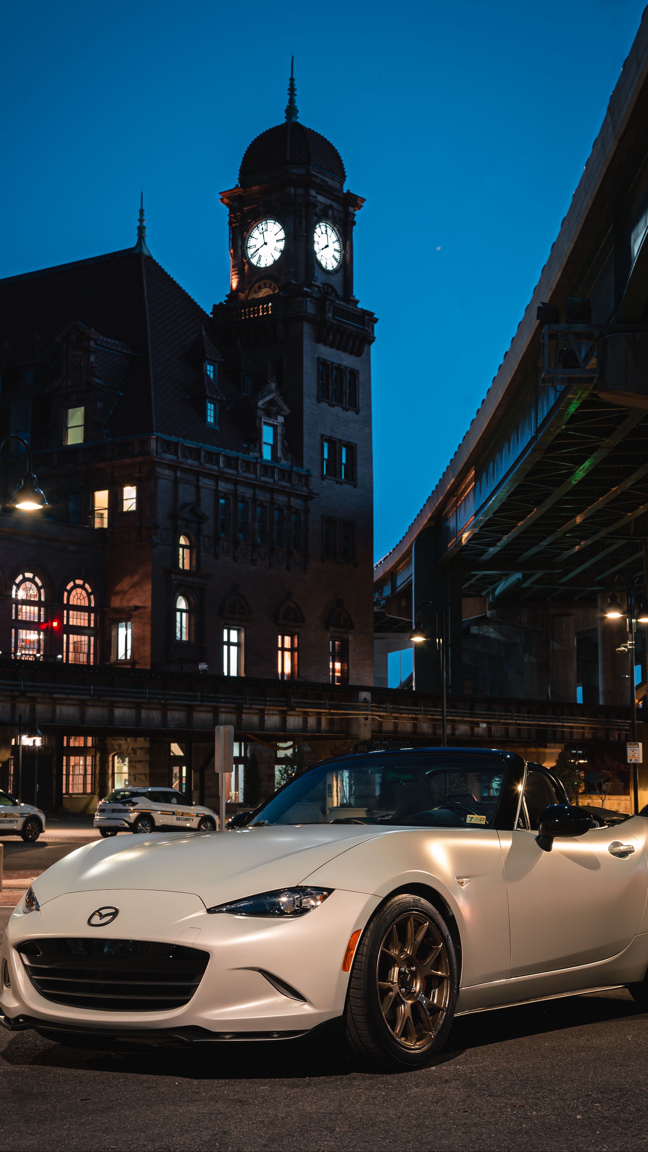 Download Wallpaper 2160x3840 Mazda Mx 5, Mazda, Car, White, Street, Lights Samsung Galaxy S4, S5, Note, Sony Xperia Z, Z1, Z2, Z3, Htc One, Lenovo Vibe HD Background
