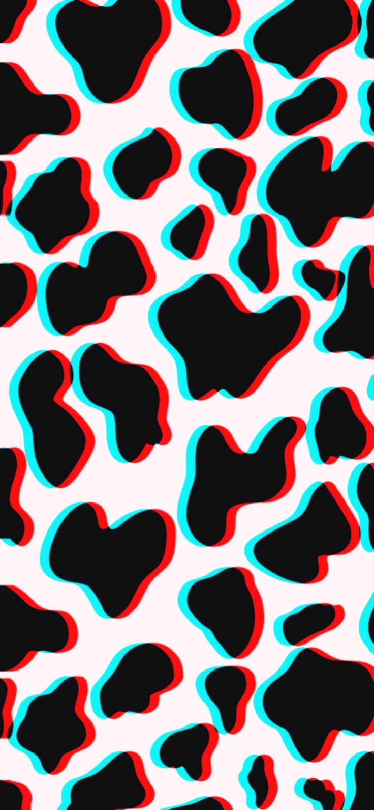 Cow Print Wallpaper with Red and Blue Spots