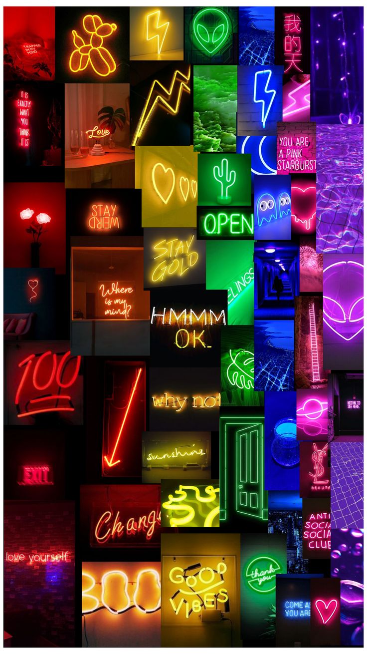 Neon rainbow aesthetic phone wallpaper