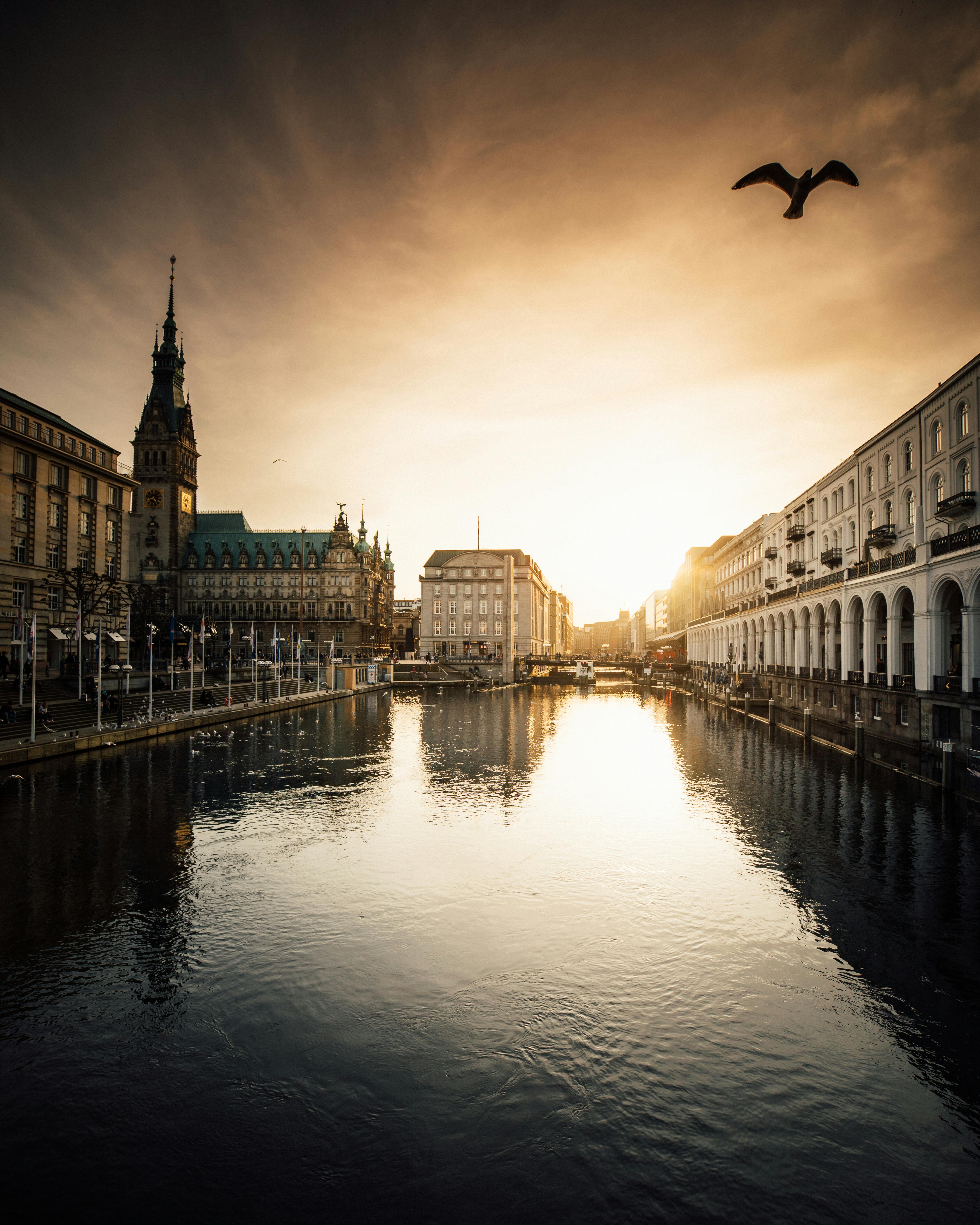 View of the Alster River and Buildings