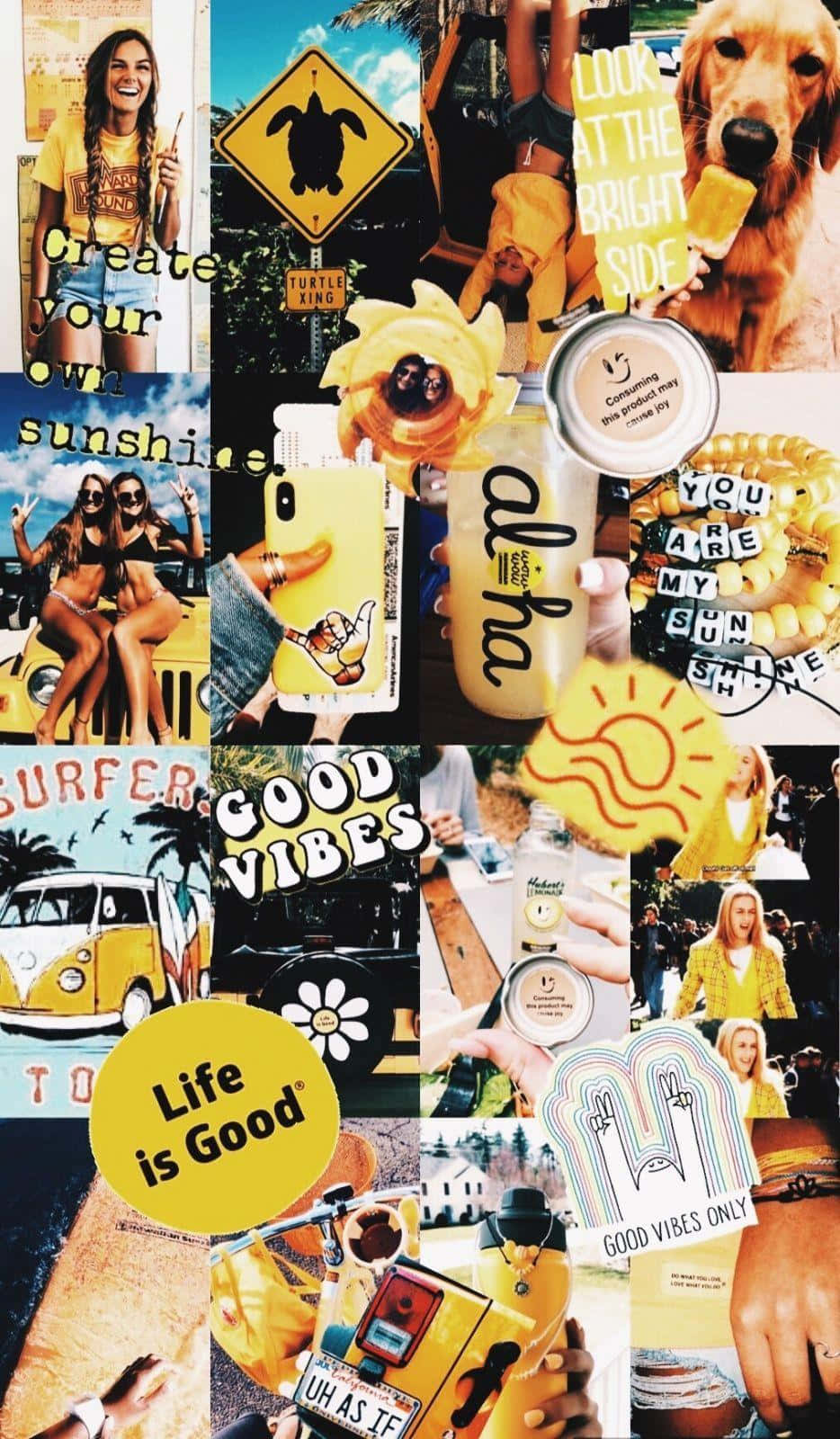 Yellow Aesthetic Collage Wallpaper
