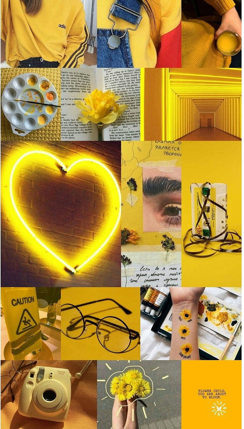 Yellow Aesthetic Collage Wallpaper