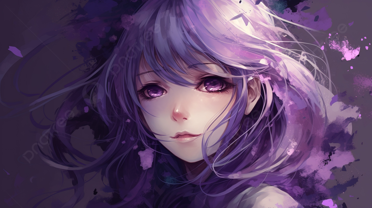 Female Anime Style Artwork With Purple