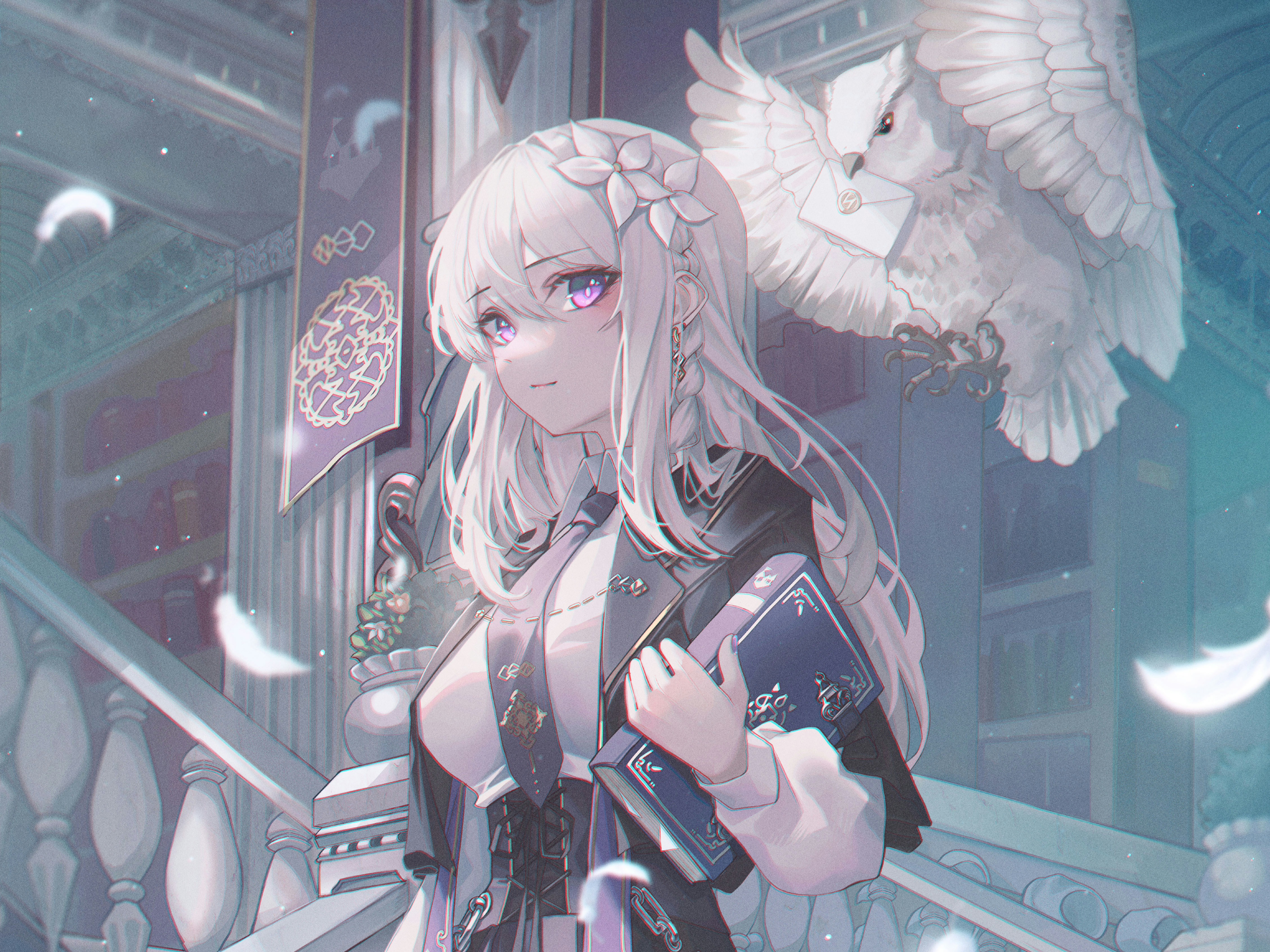 Mobile wallpaper: Anime, Owl, Girl