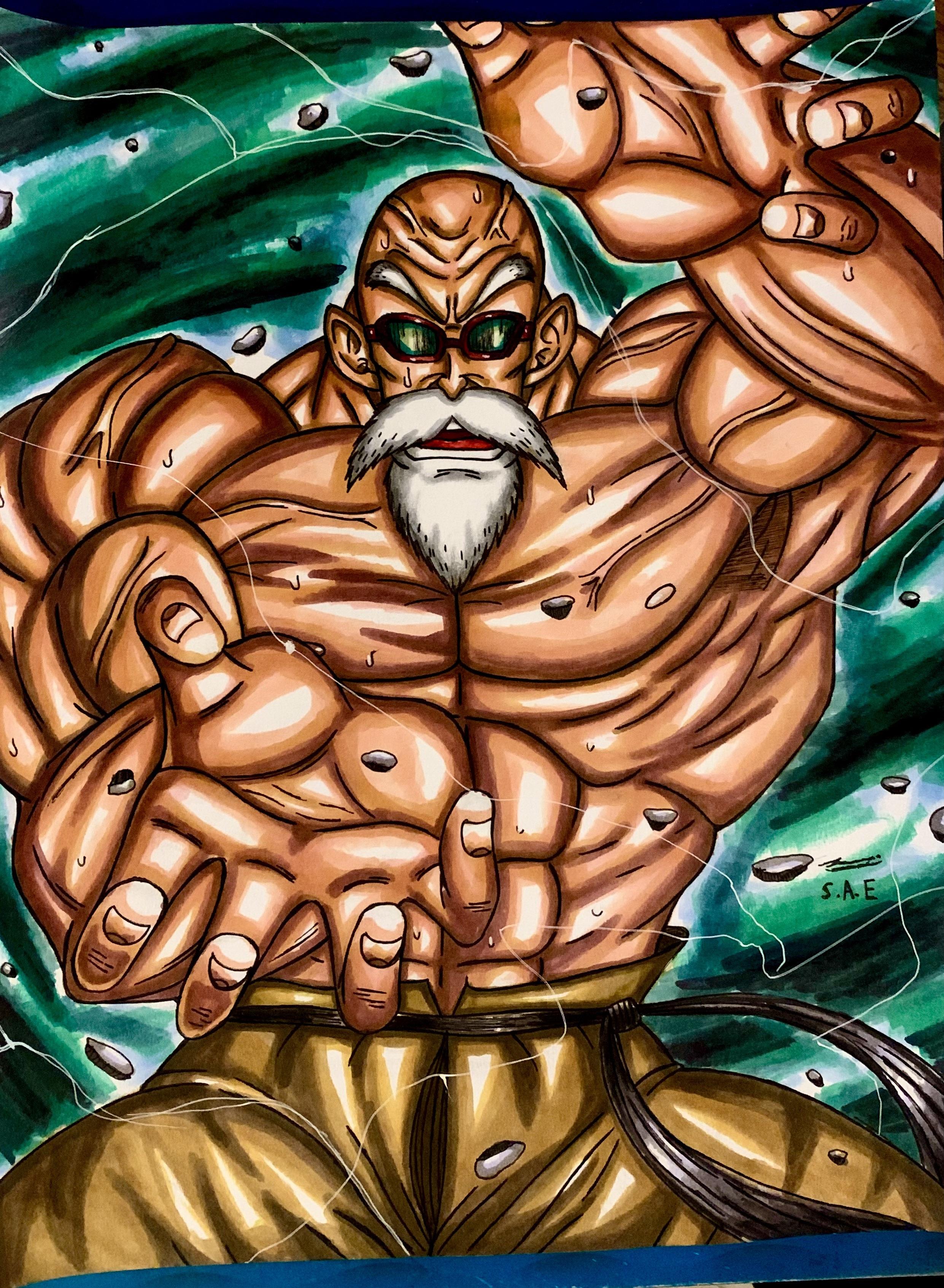 finished drawing of Master Roshi