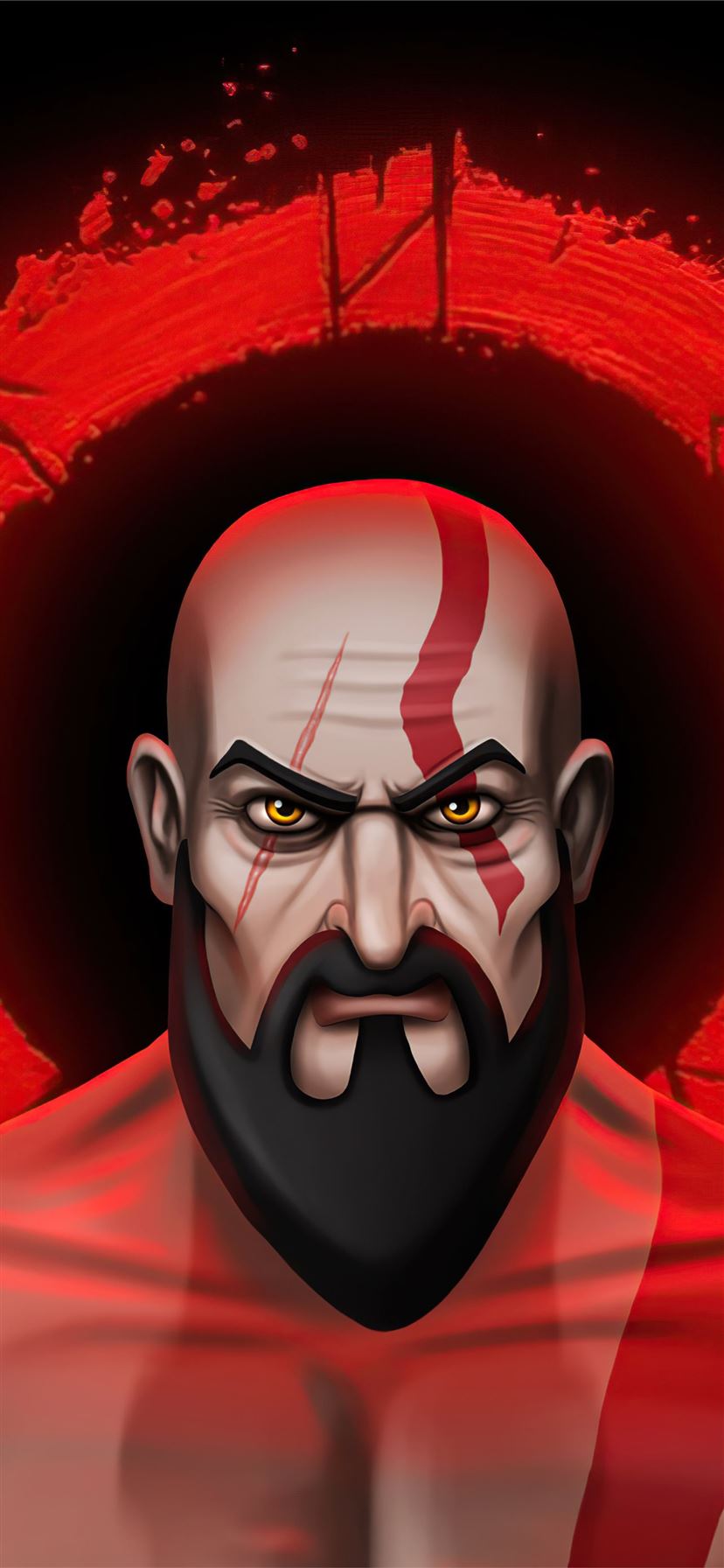 kratos cartoon illustration 5k iPhone