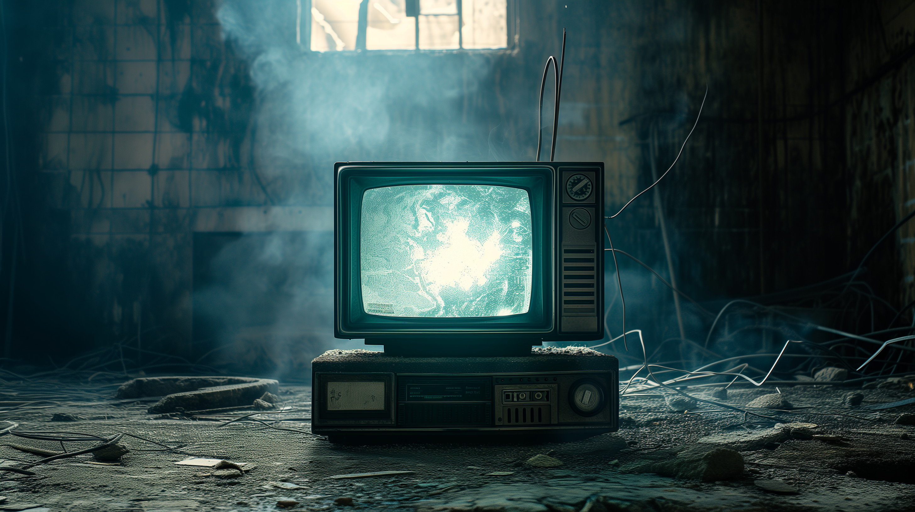 TV in Abandoned Room HD Wallpaper