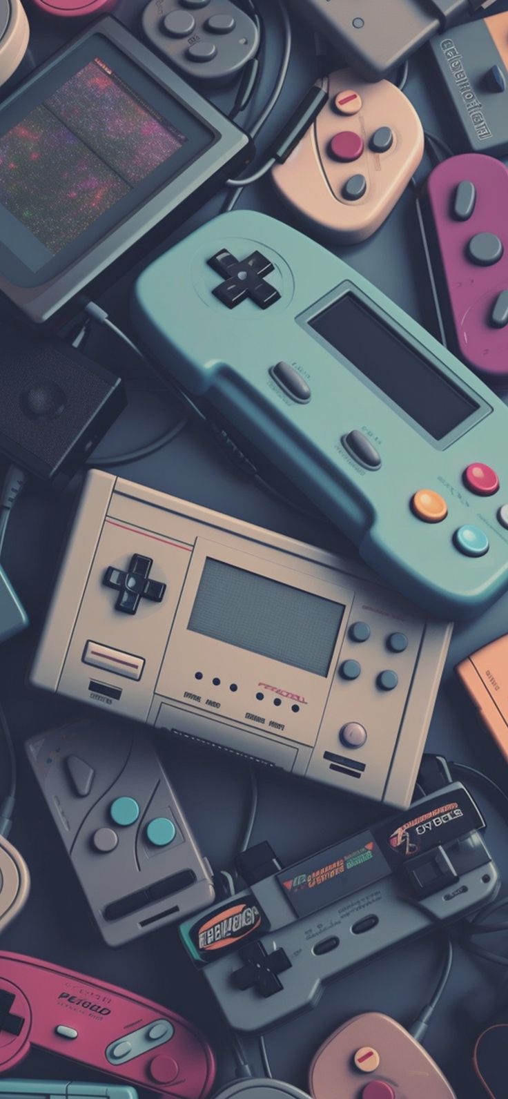 Retro Game Controllers Wallpaper