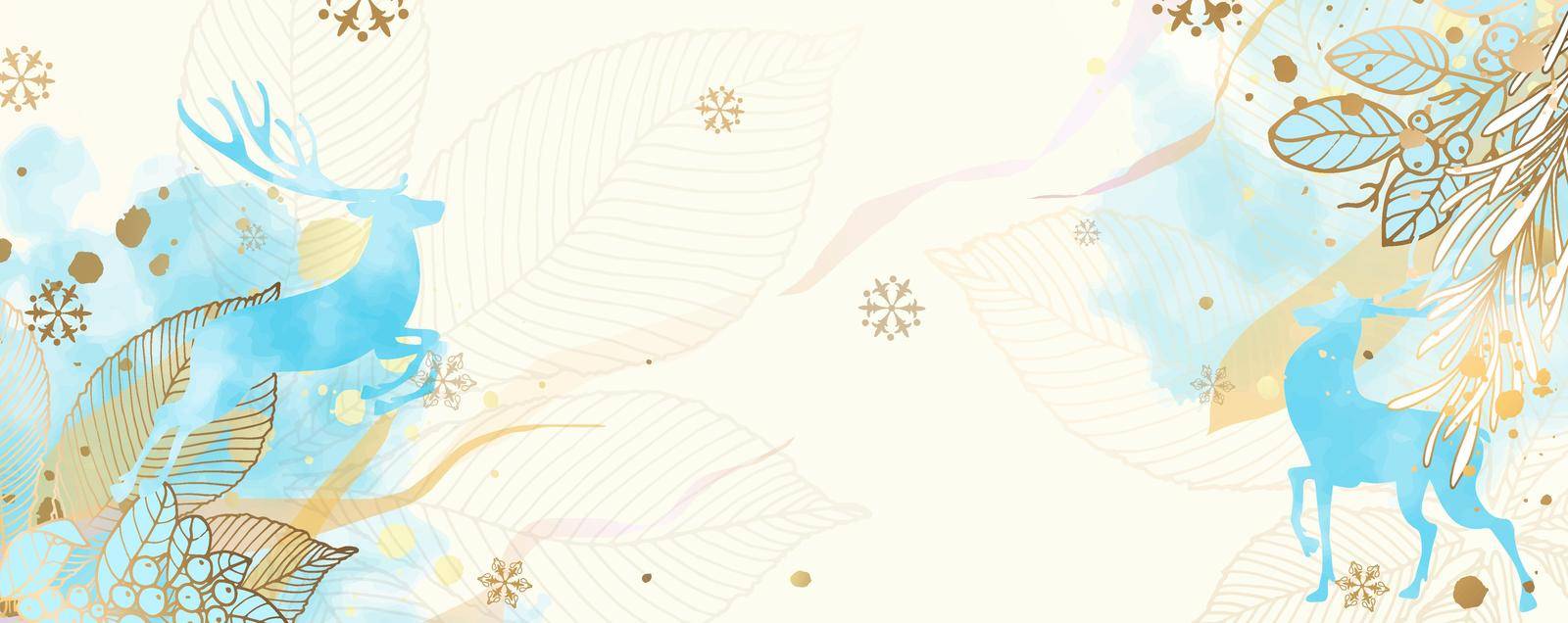 Luxury gold floral, winter wallpaper