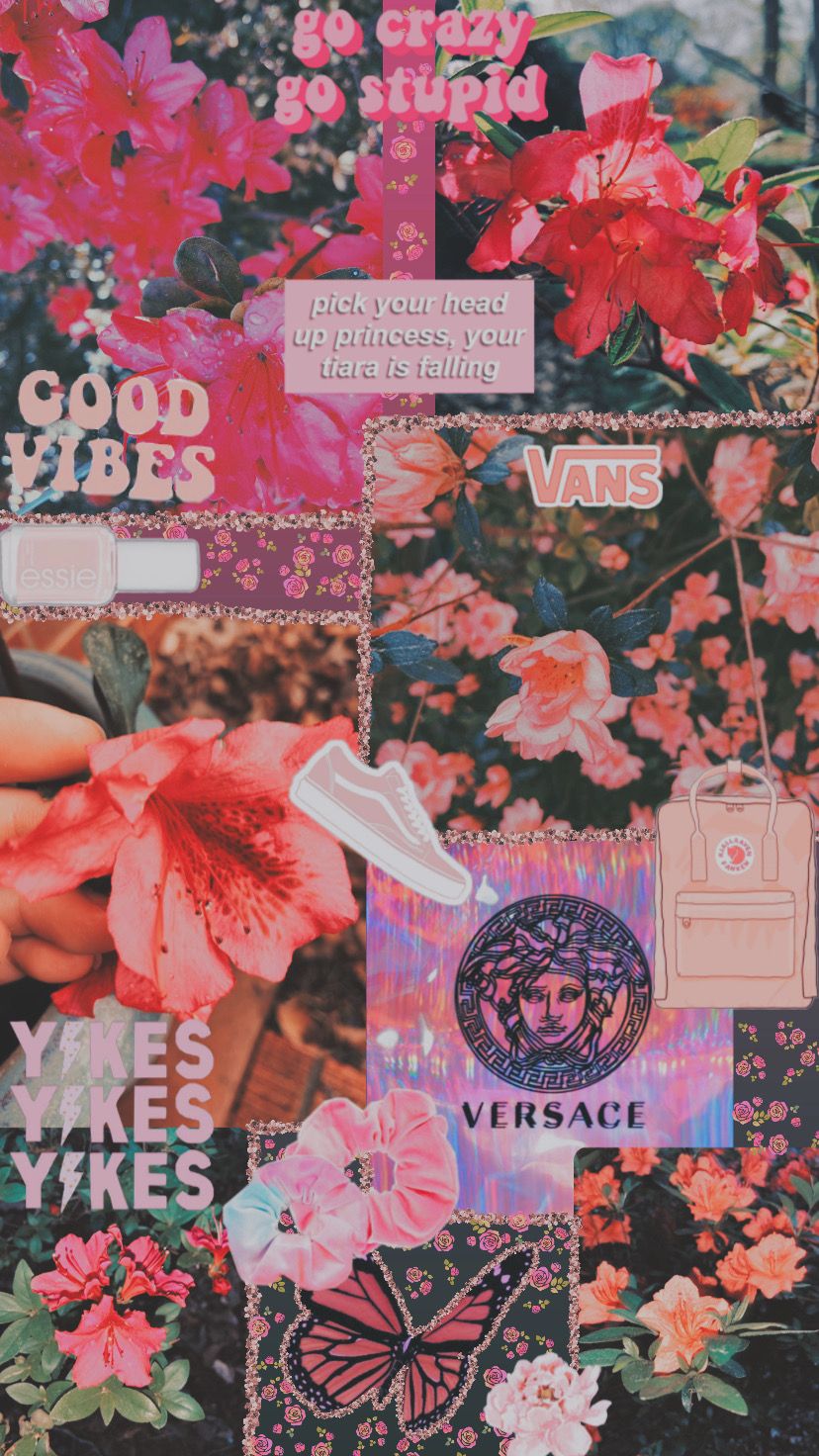 aesthetic pink collage for wallpaper