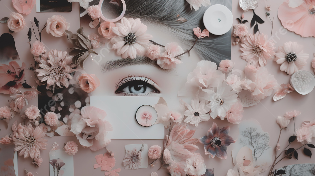 Some Pink Collage Of Flowers With One