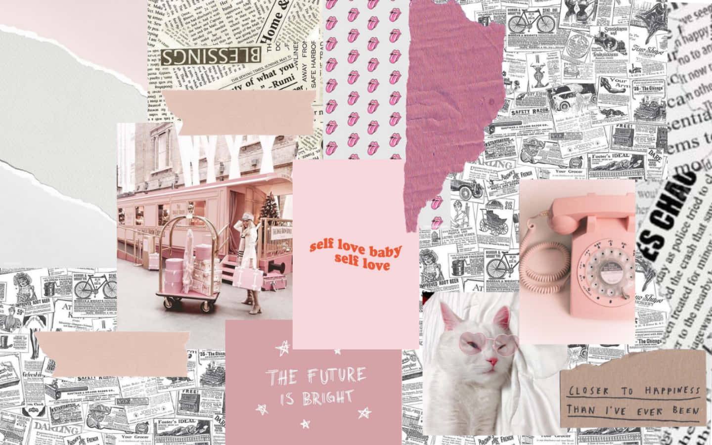 Aesthetic Pink Collage Wallpaper