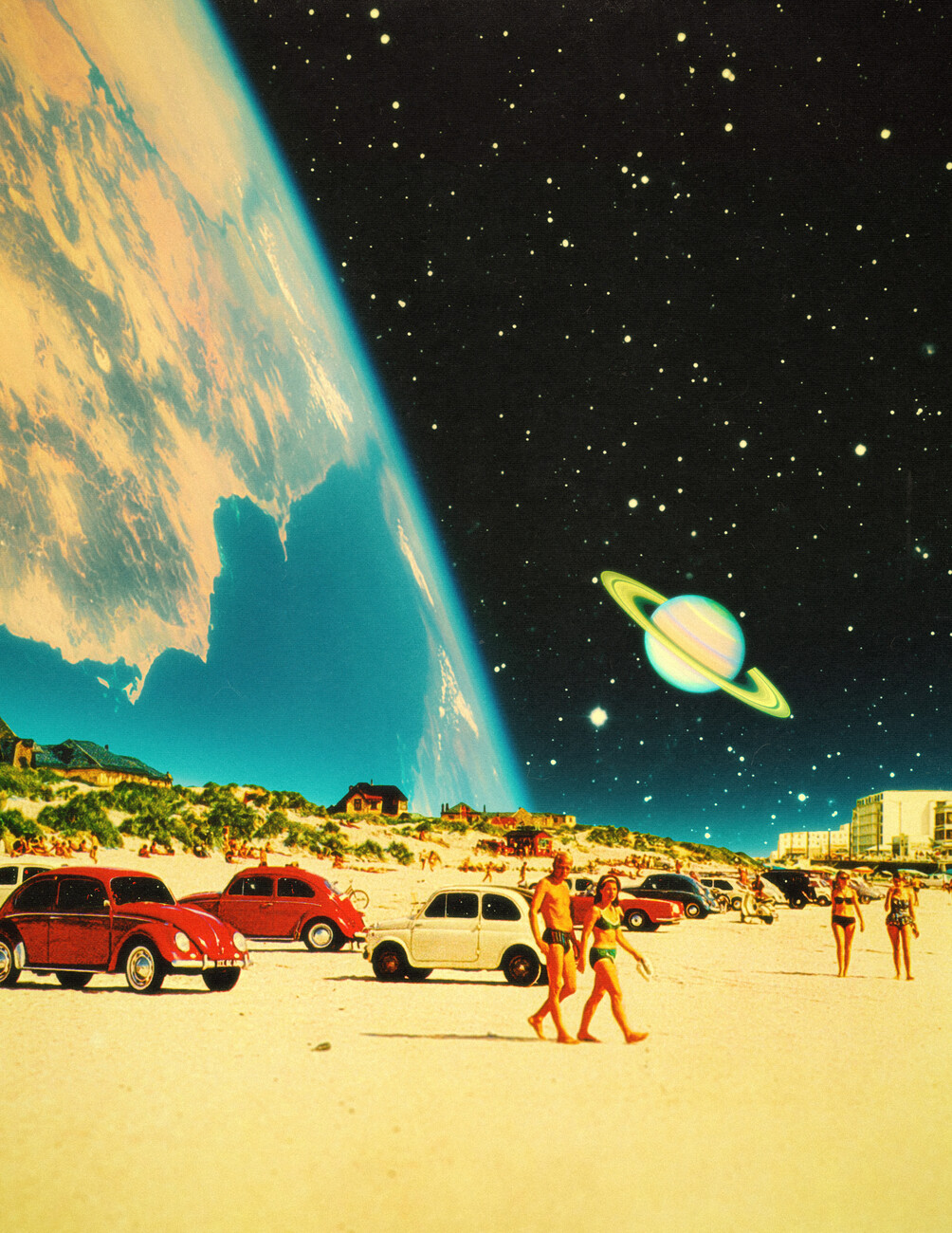 Galaxy Beach Futuristic Collage