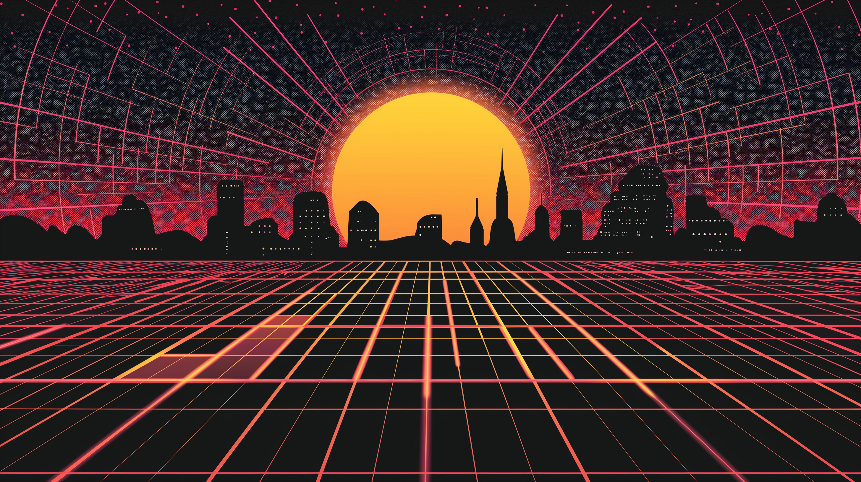 Retro Futuristic Cityscape HD Wallpaper