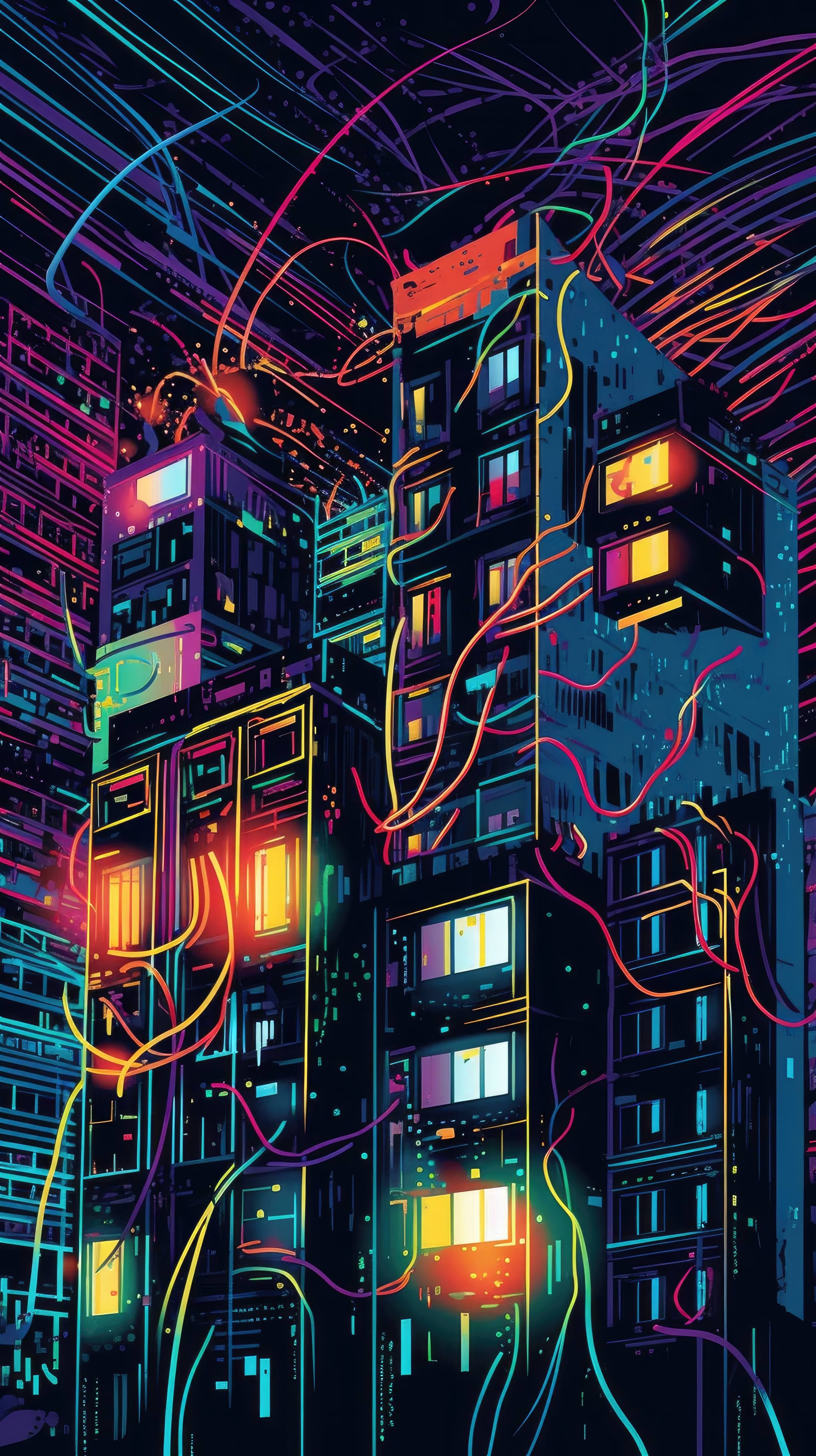 Tech server building mobile wallpaper