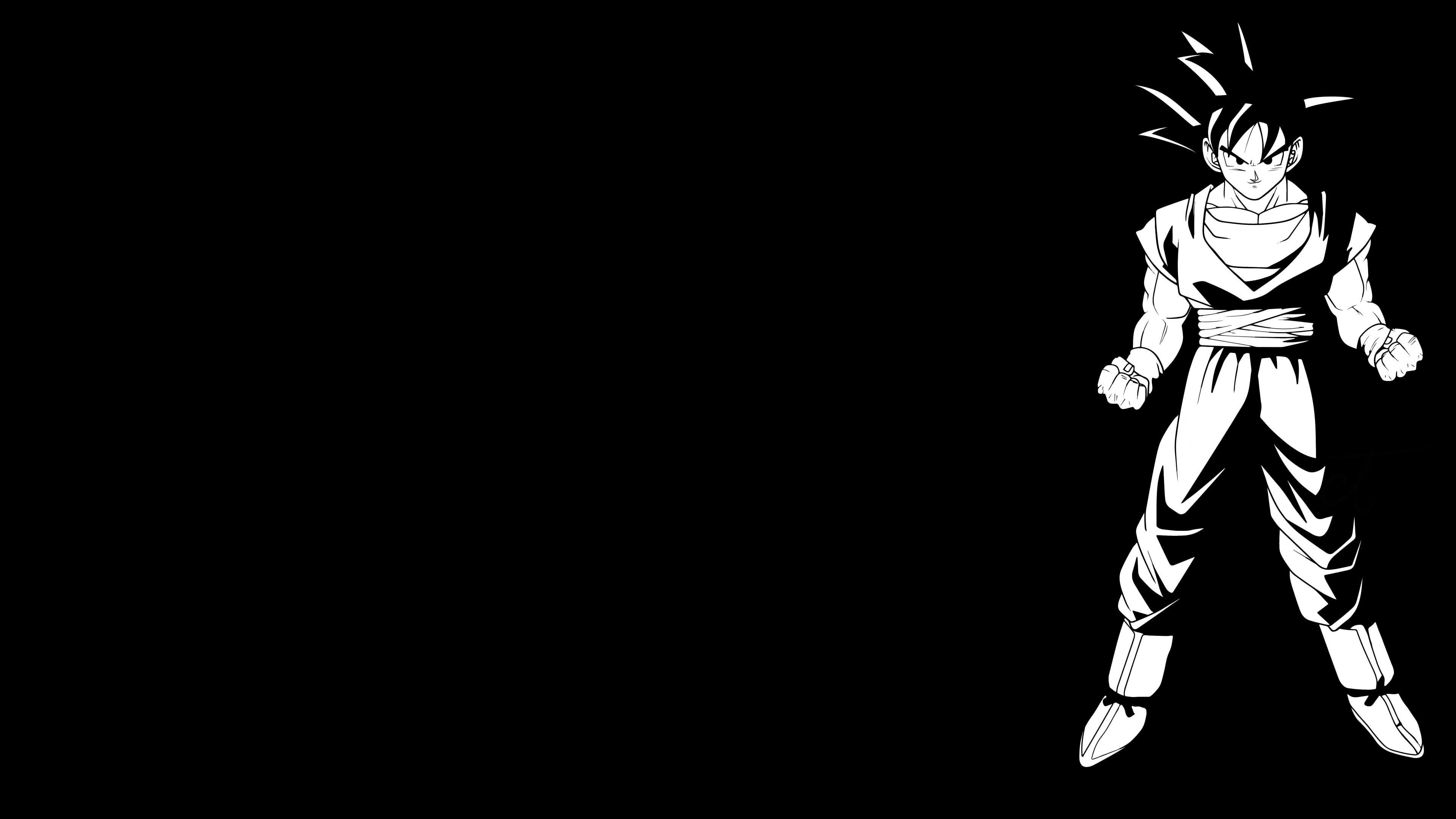 Minimalist black and white Goku 3840 x