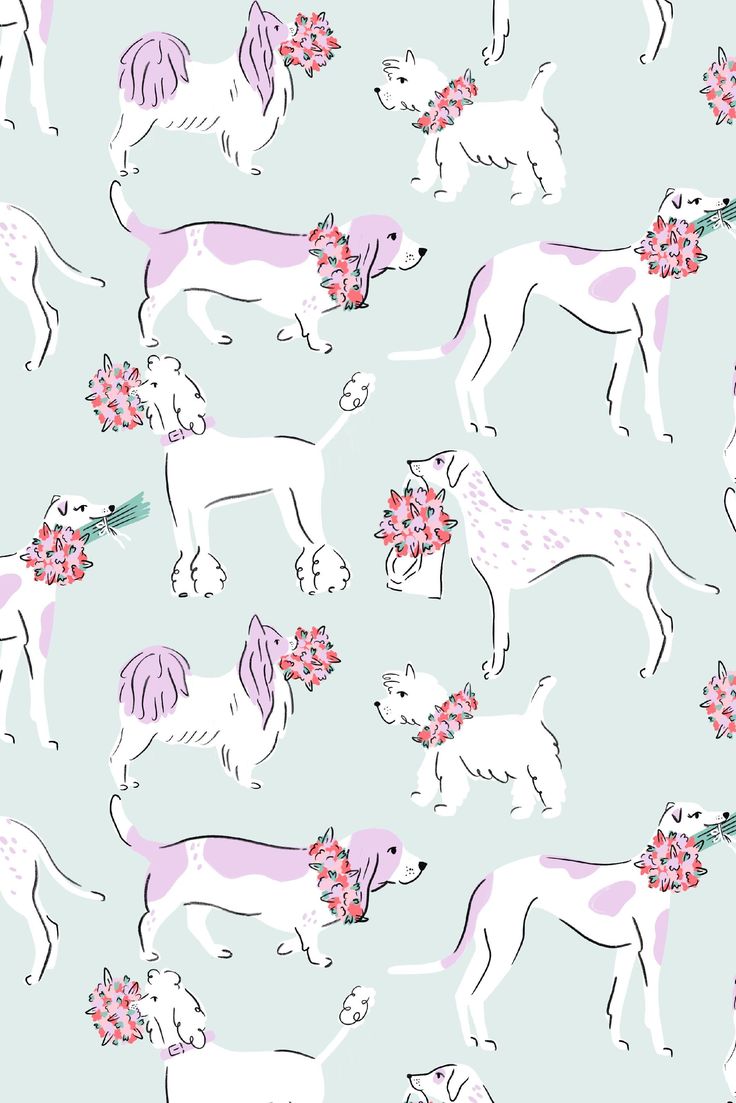 Spring Dogs and Flowers Pattern
