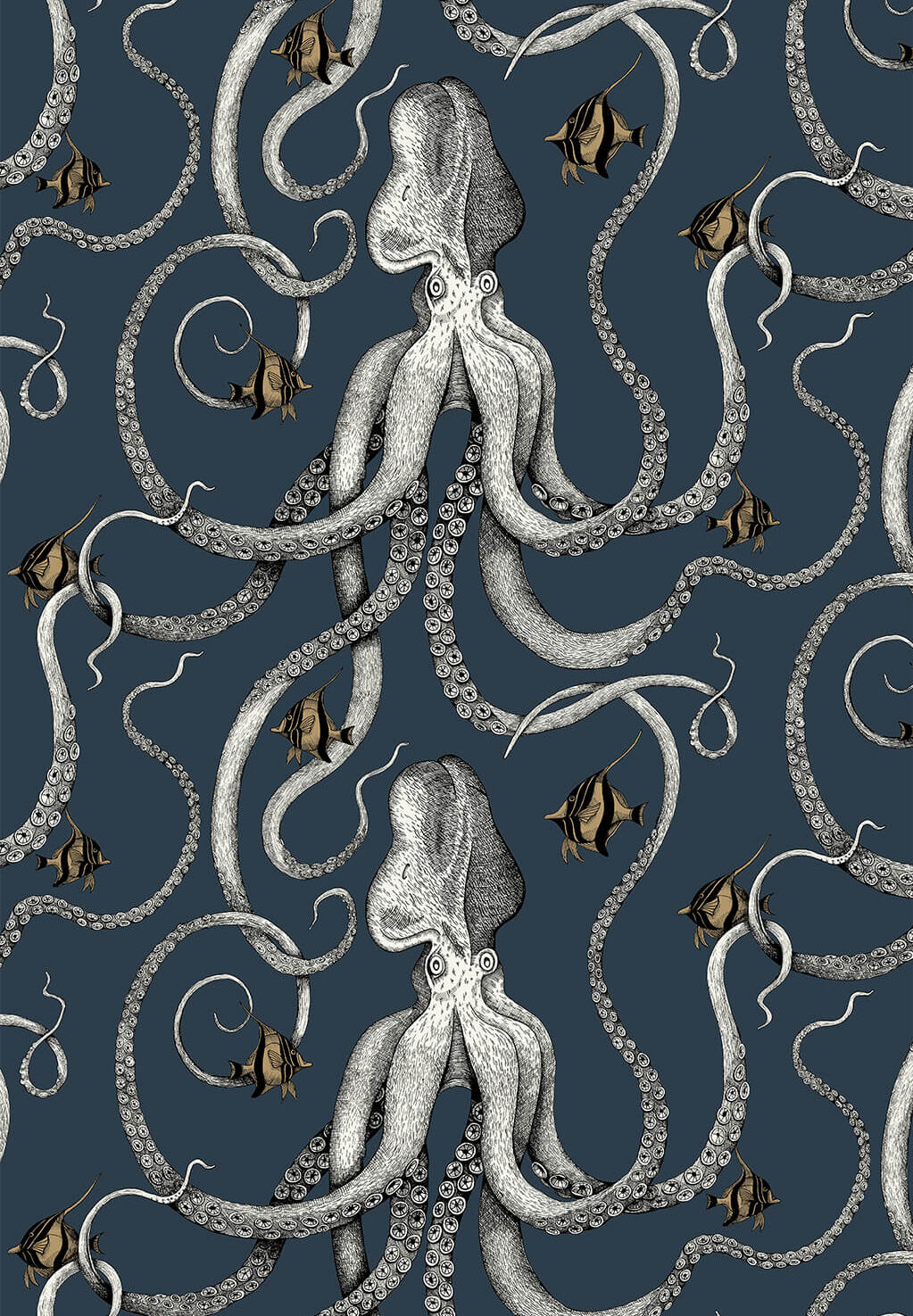 Octopoda Wallpaper. Deep Sea Blue