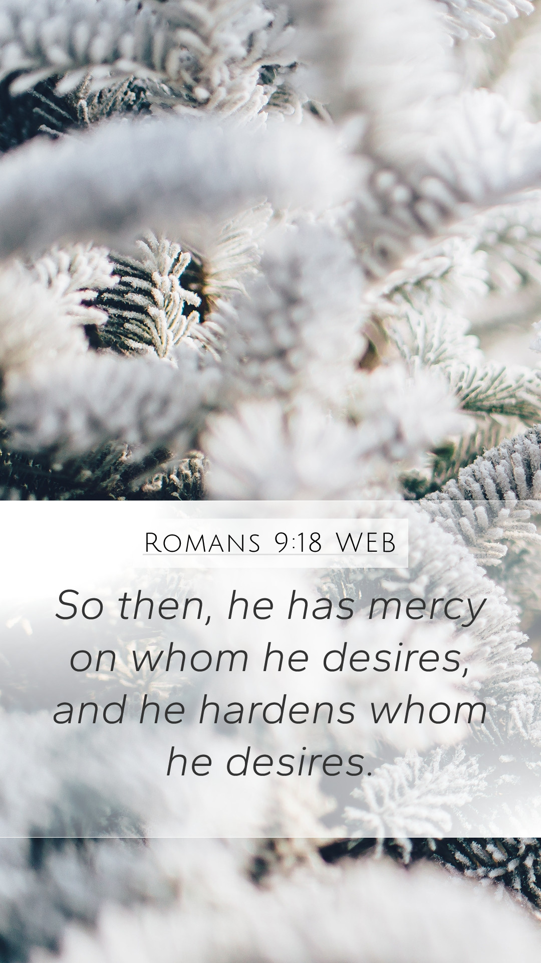 Romans 9:18 WEB Mobile Phone Wallpaper