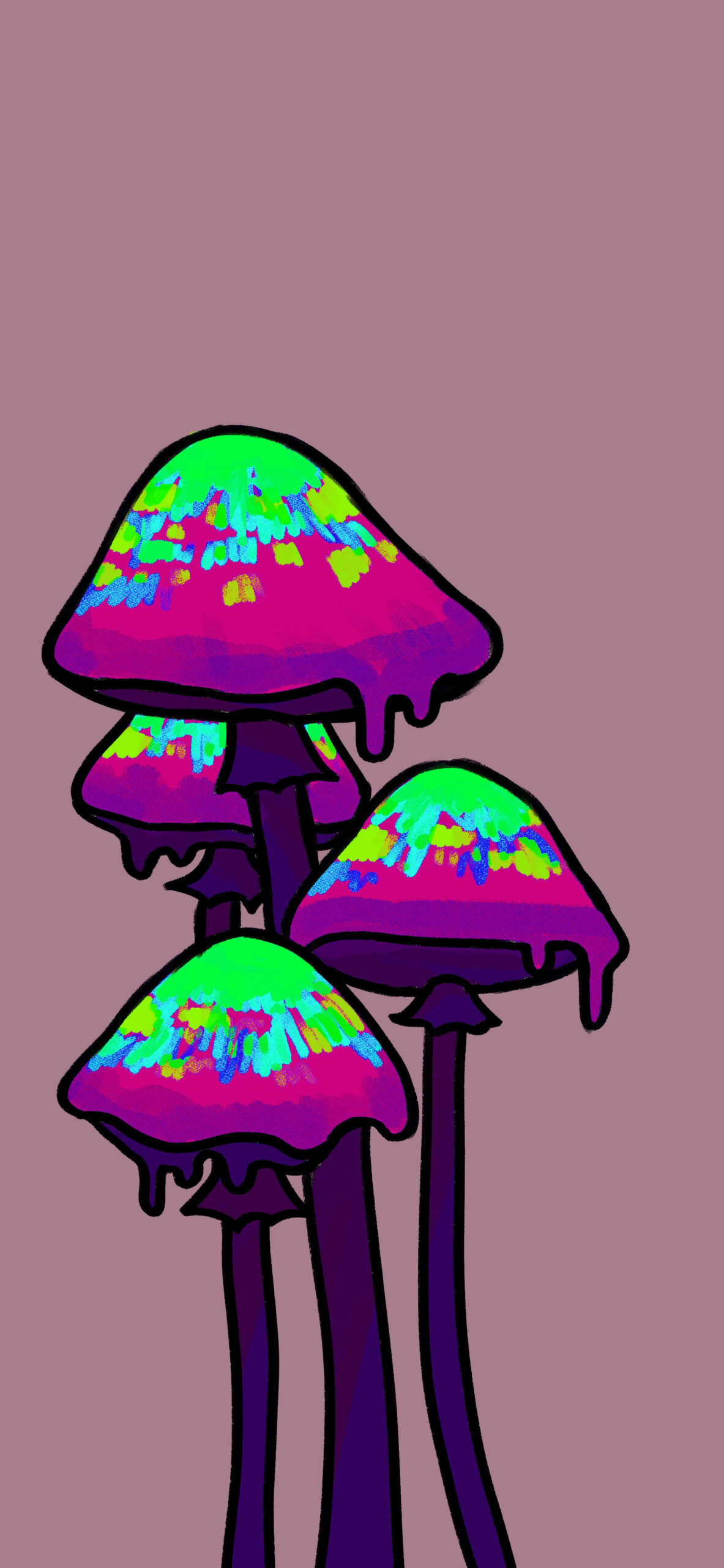 Mushrooms Pink Wallpaper
