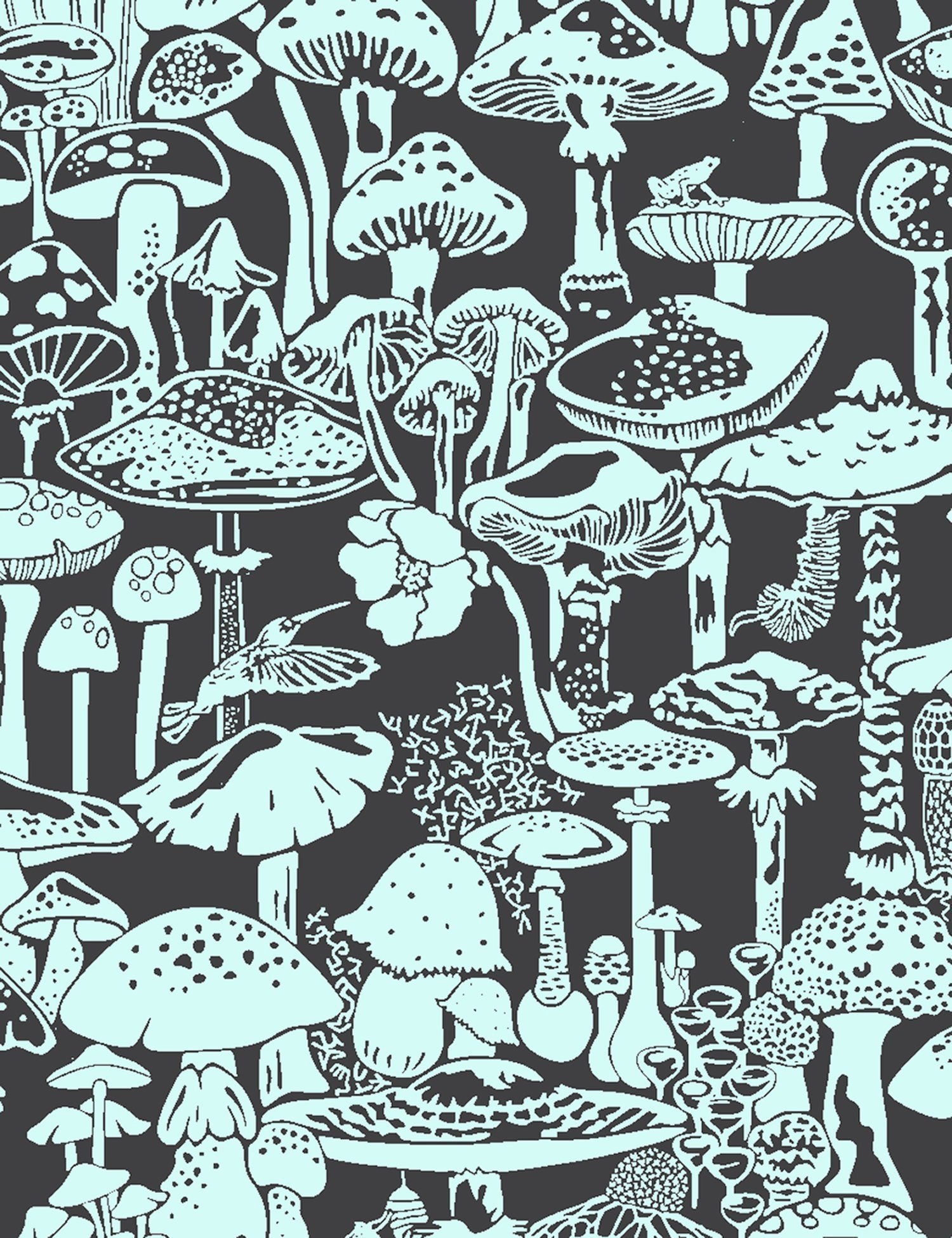 Mushroom City Designer Wallpaper
