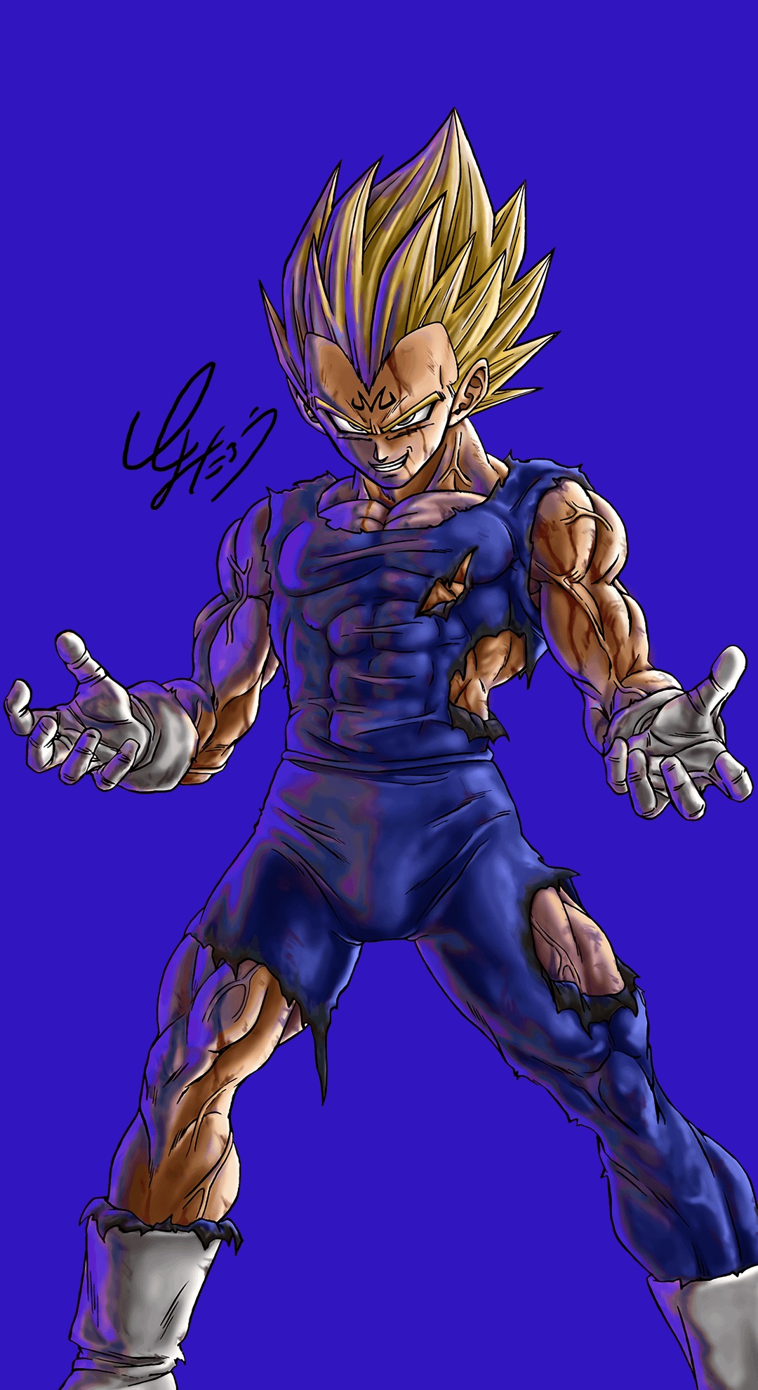Majin Vegeta Wallpaper Blue Background