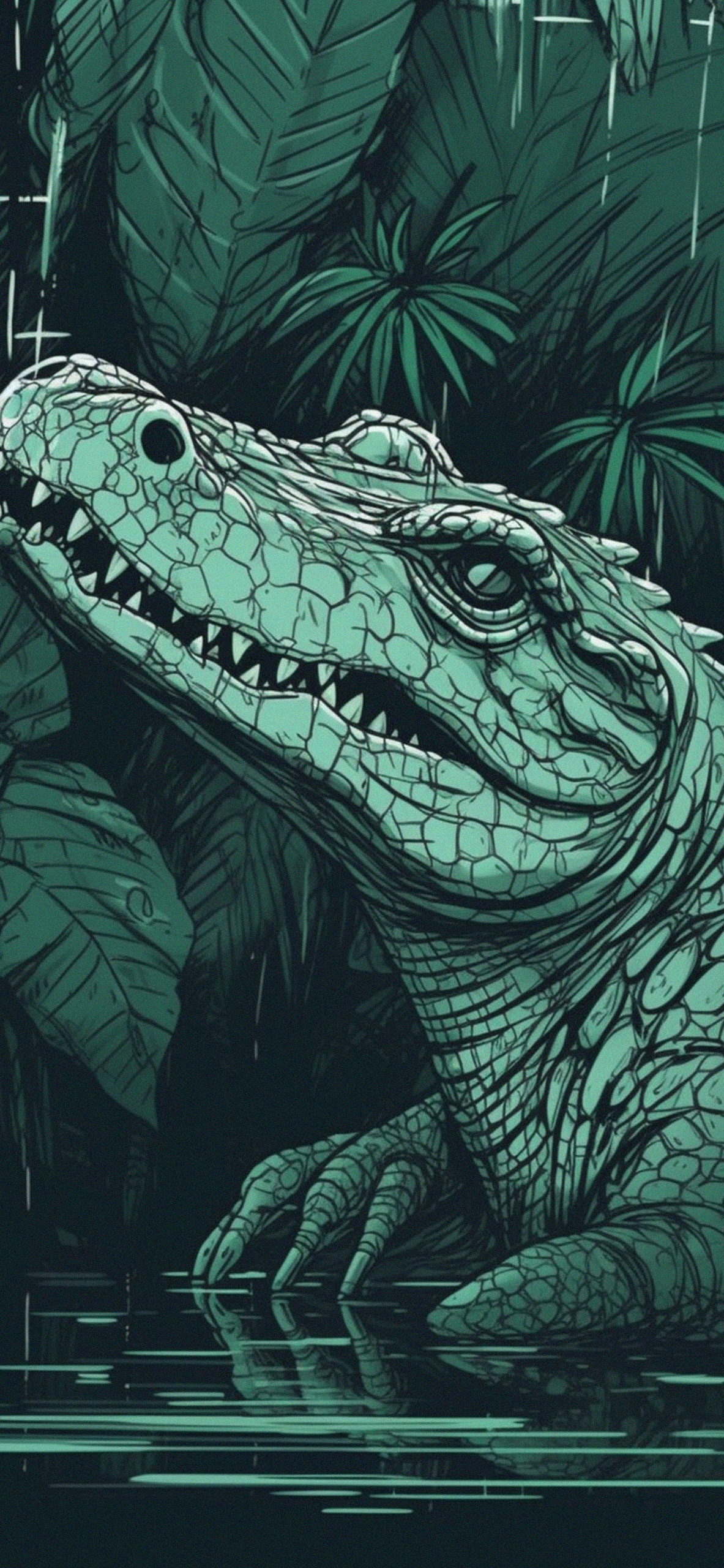 Crocodile Green Art Wallpaper