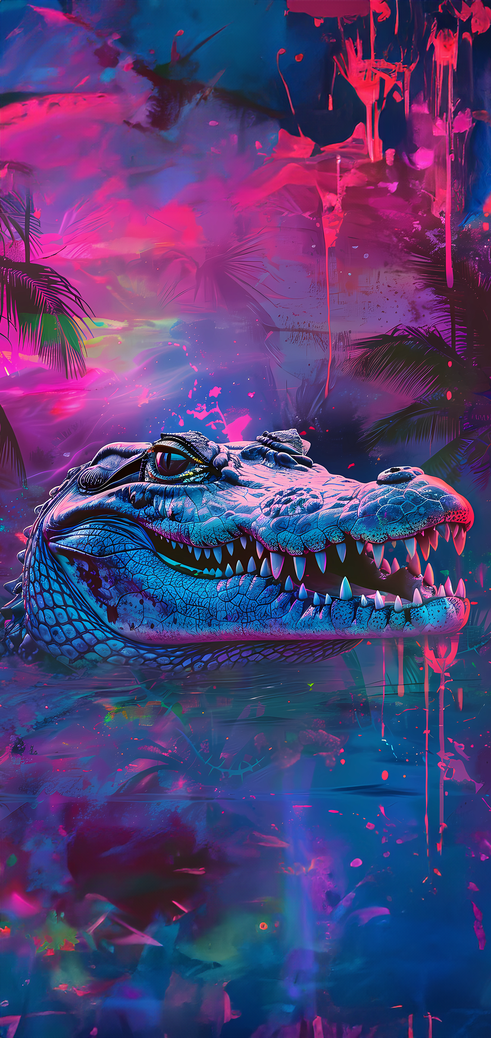 Psychedelic Neon Crocodile iPhone