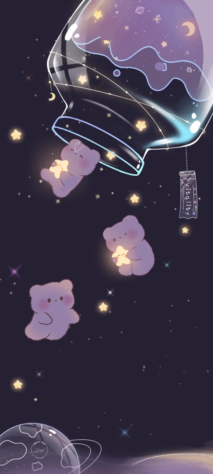 iphone wallpaper kawaii, cute galaxy