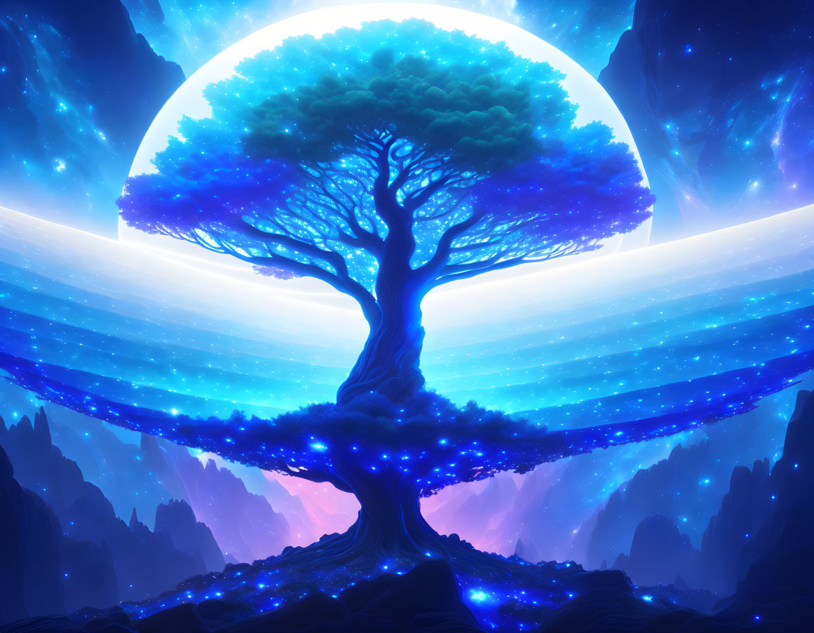 blue life tree from avatar movie. Deep