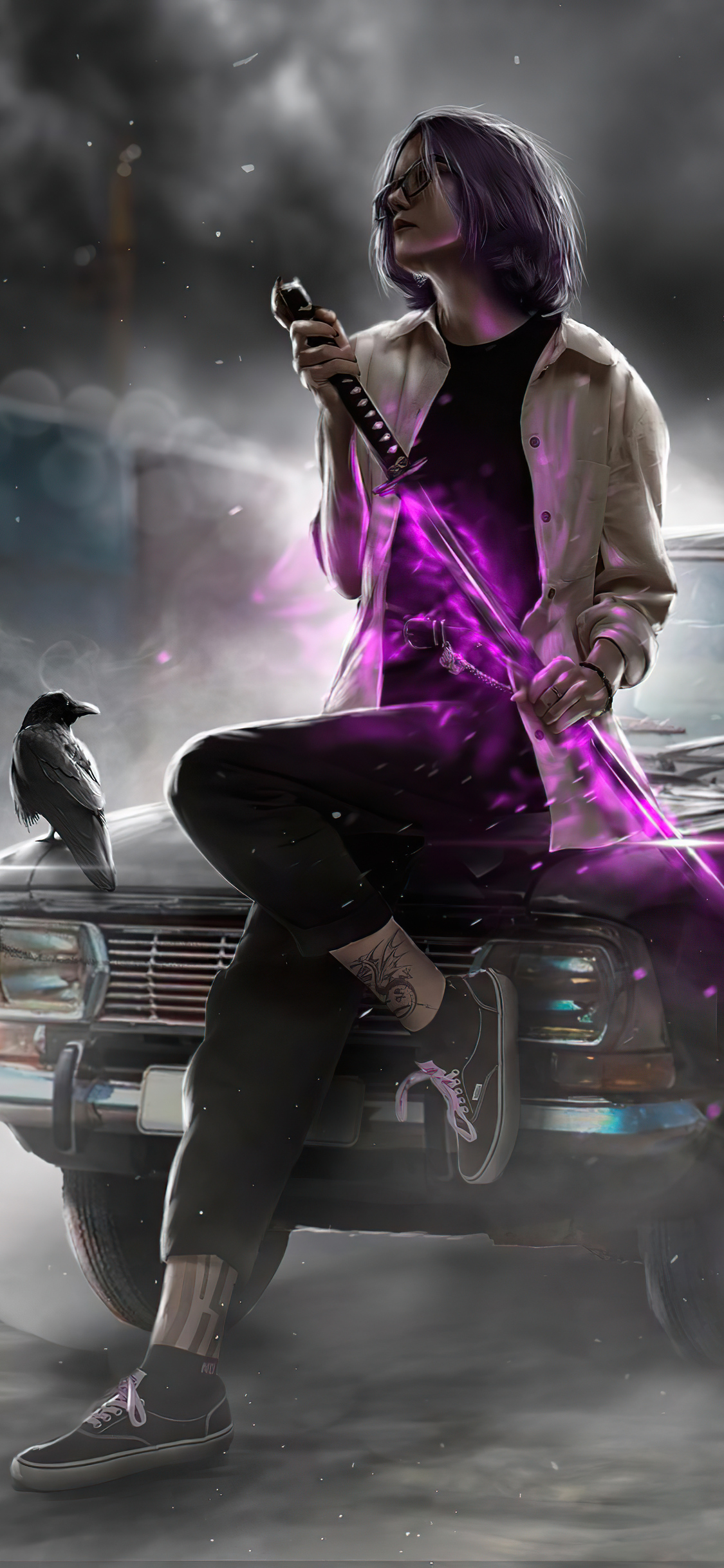 Katana With Purple Sword