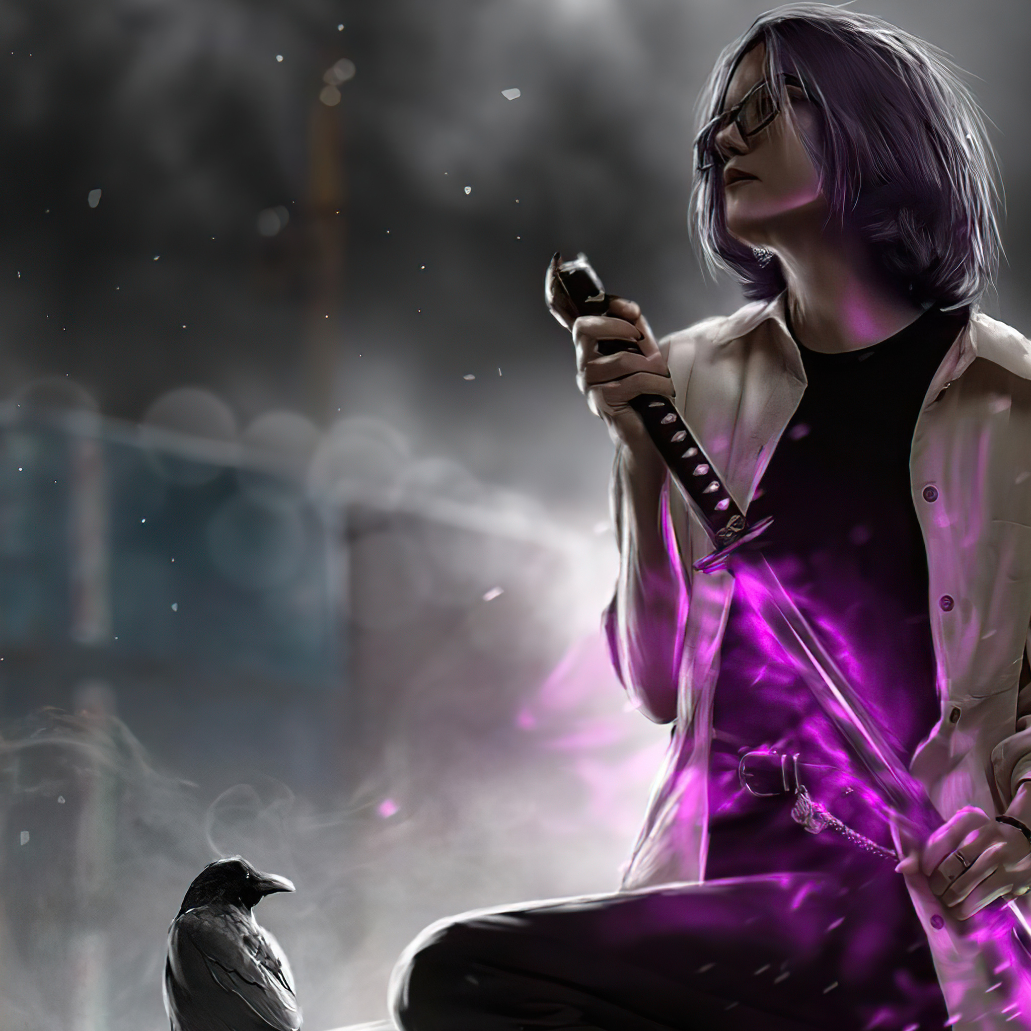 Katana With Purple Sword iPad