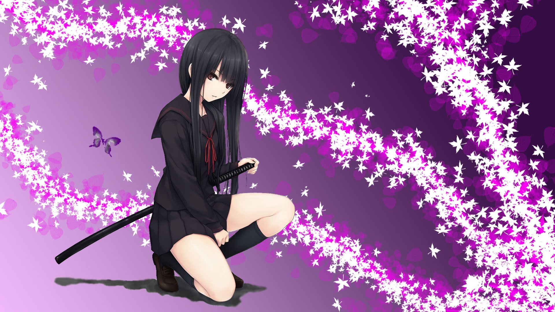 Anime Girl katana Wallpaper HQ