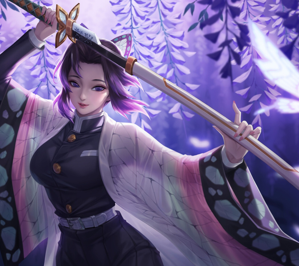 girl, sword, anime, purple eyes