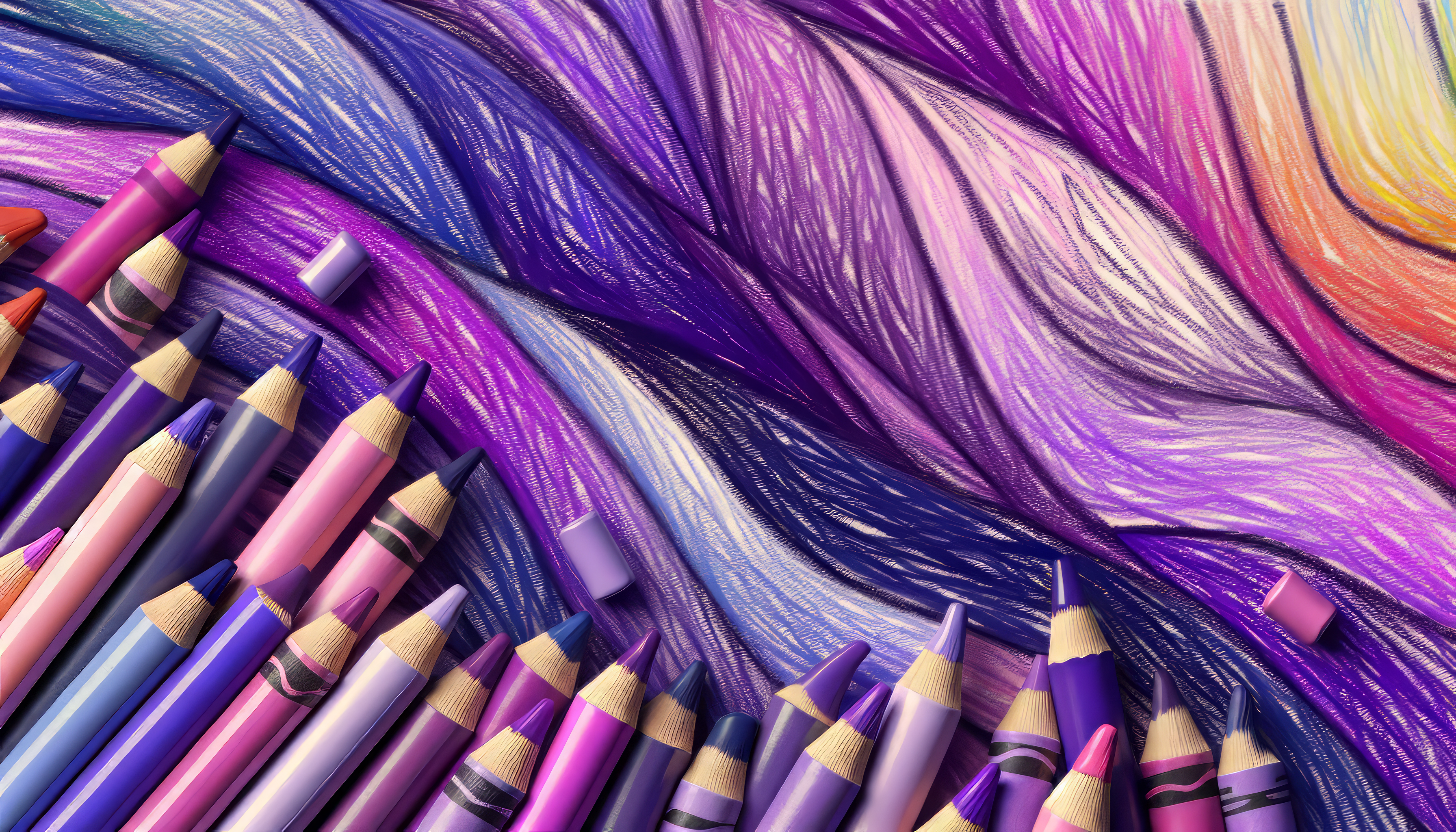 H1>Purple Aesthetic Crayon Swirls HD