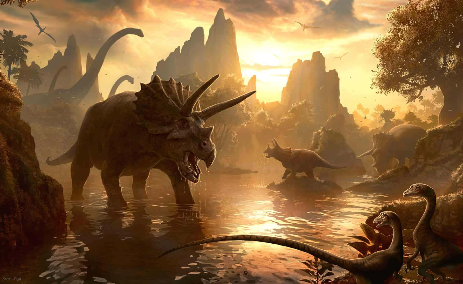 Dinosaurs In A River Wallpaper