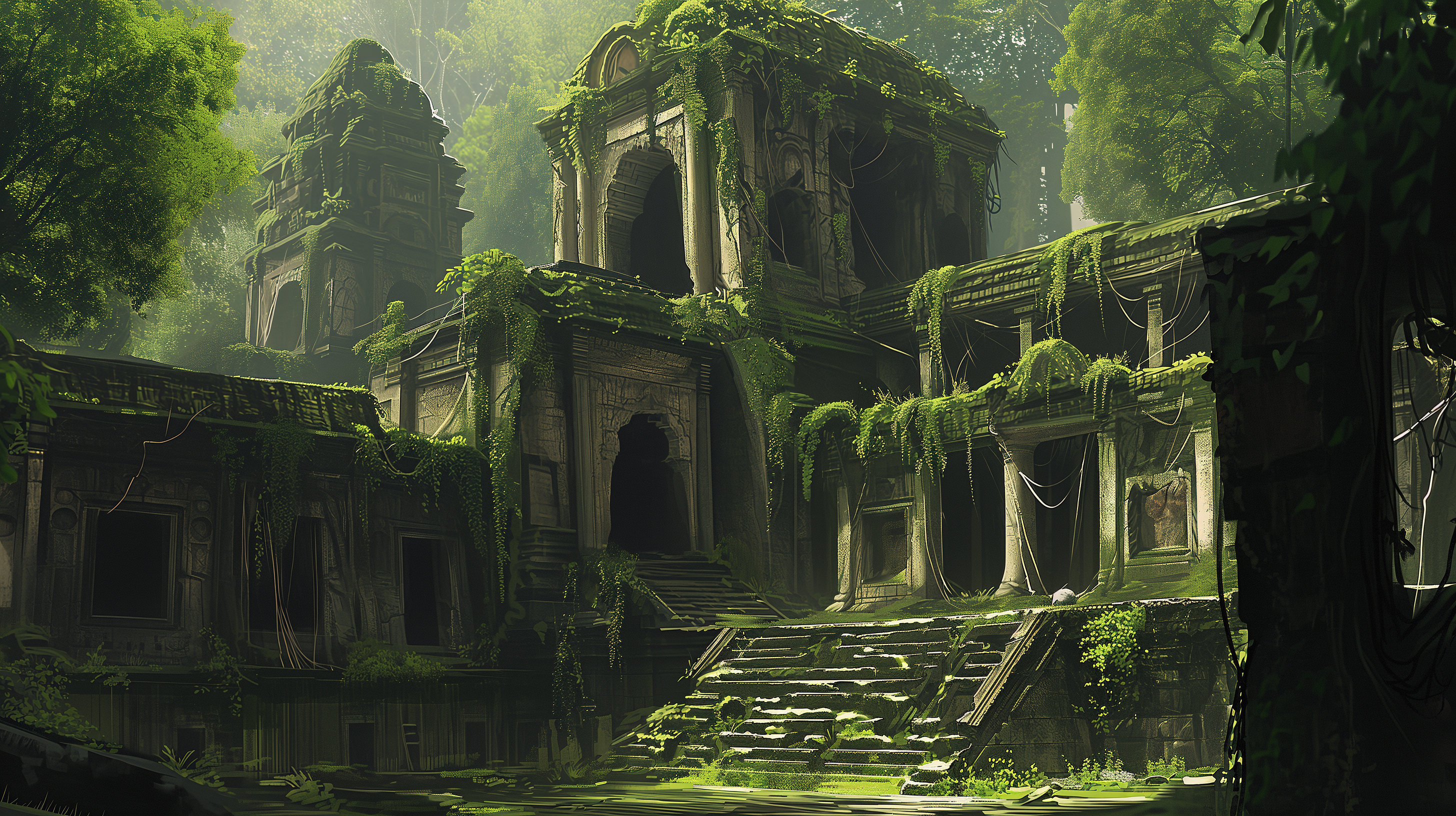 Enchanted Ancient Ruins HD Wallpaper