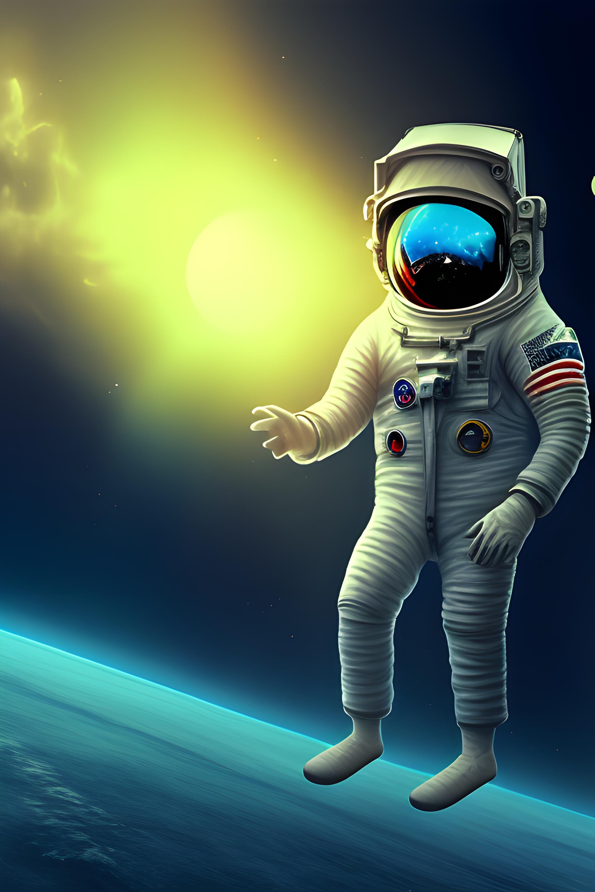 Dead astronaut floating in space