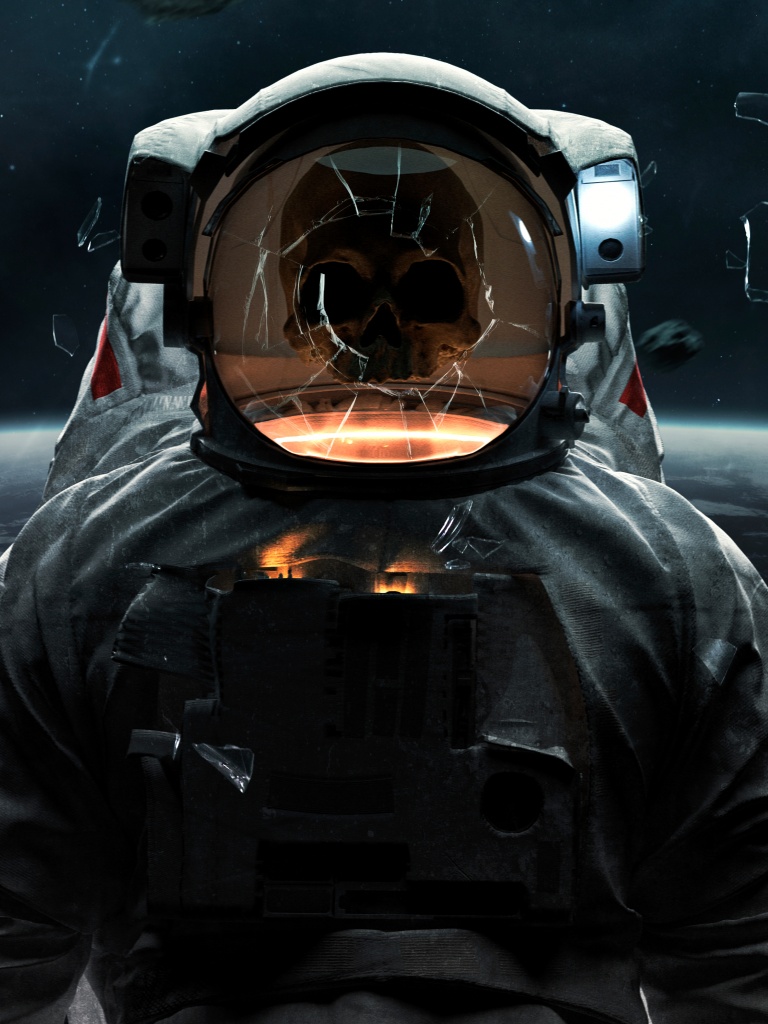 Ghost Wallpaper 4K, Skull, Astronaut