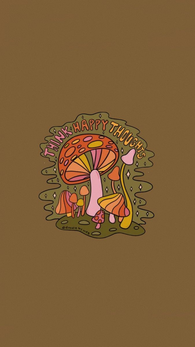 brown mushroom art groovy shroom